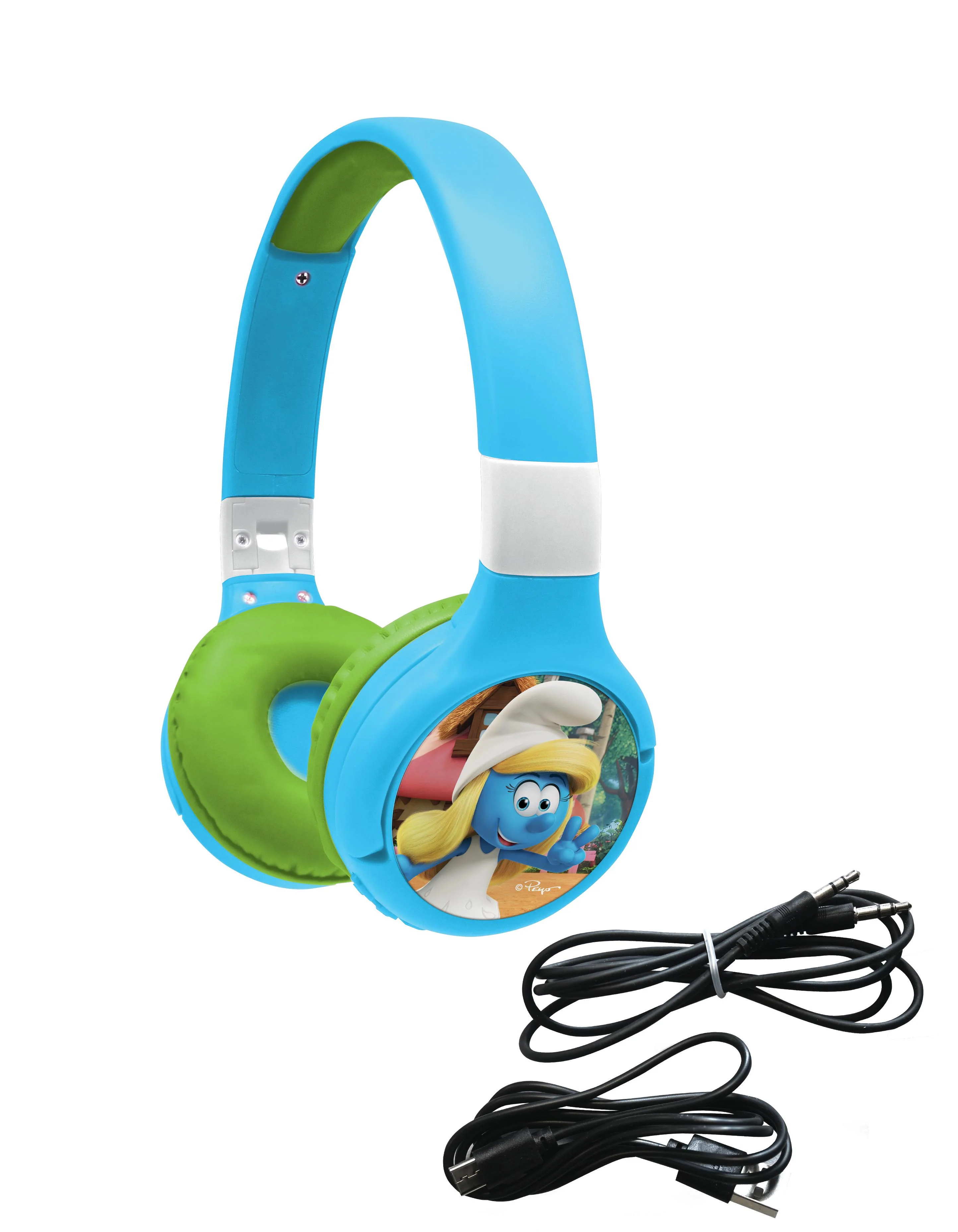 Smurfs-Themed 2-in-1 Bluetooth & Wired Foldable Headphones - Kid-Safe Volume - Image 2
