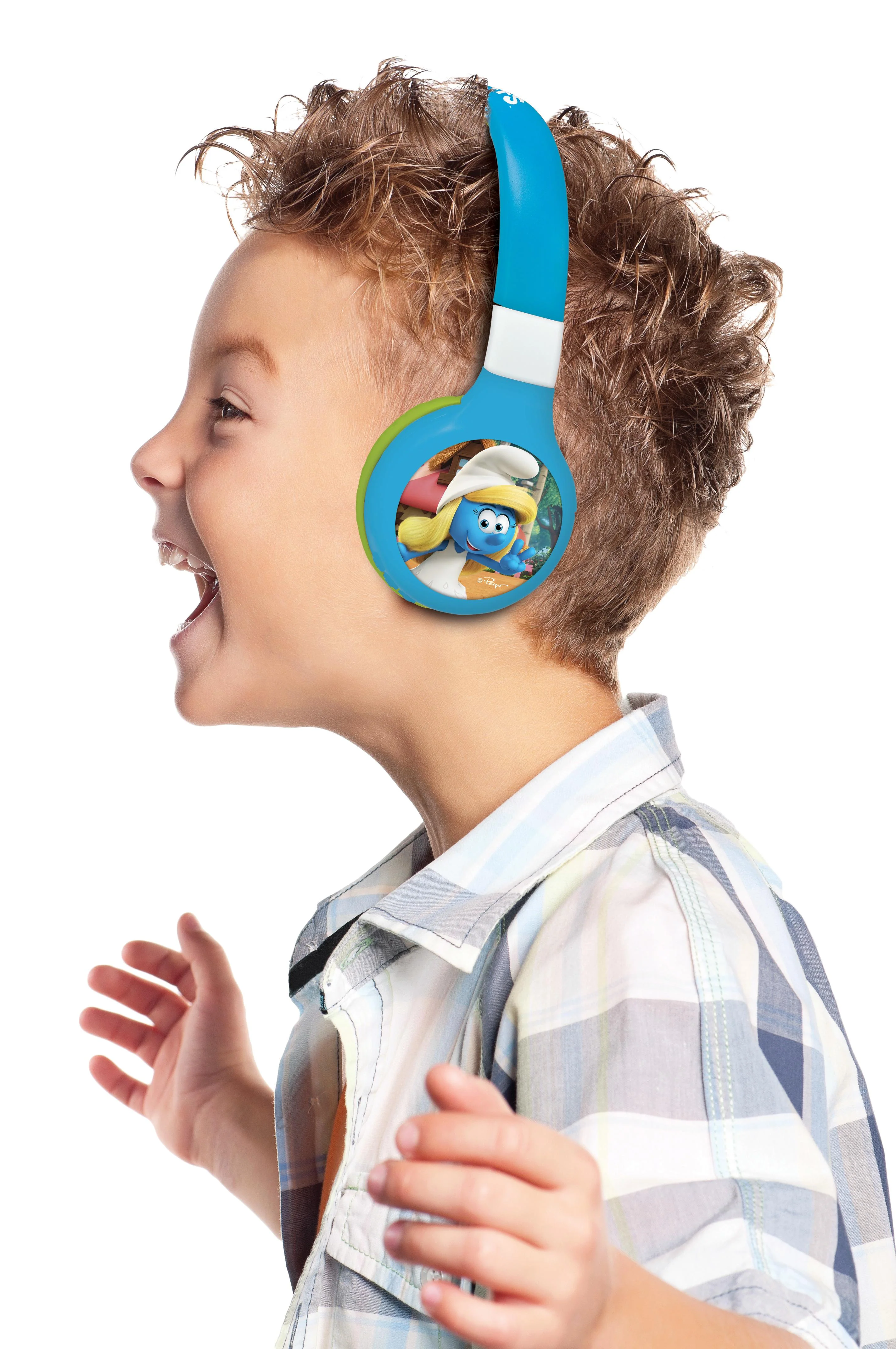 Smurfs-Themed 2-in-1 Bluetooth & Wired Foldable Headphones - Kid-Safe Volume - Image 7