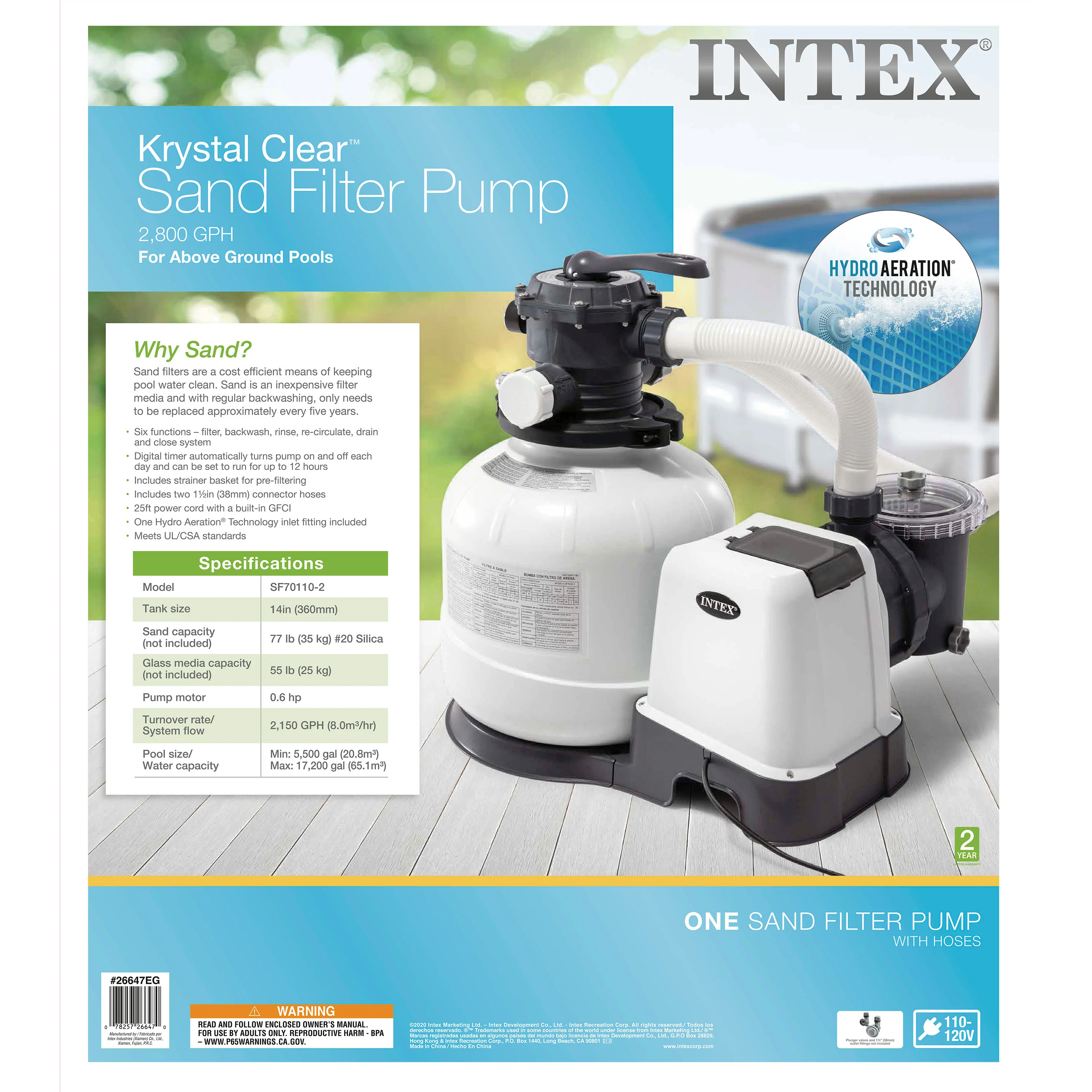 Sand Filter Pump With GFCI 2,800 GPH 6-Function Control And Timer - Image 2