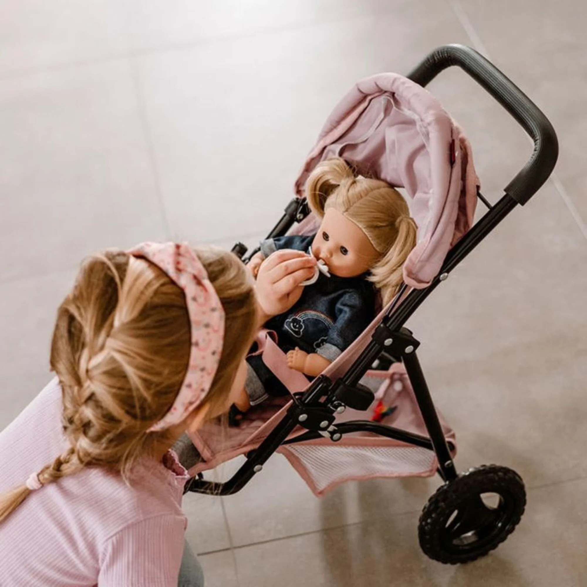 Götz 3-Wheel Doll Buggy With Adjustable Sunshade And Storage Basket - Image 4