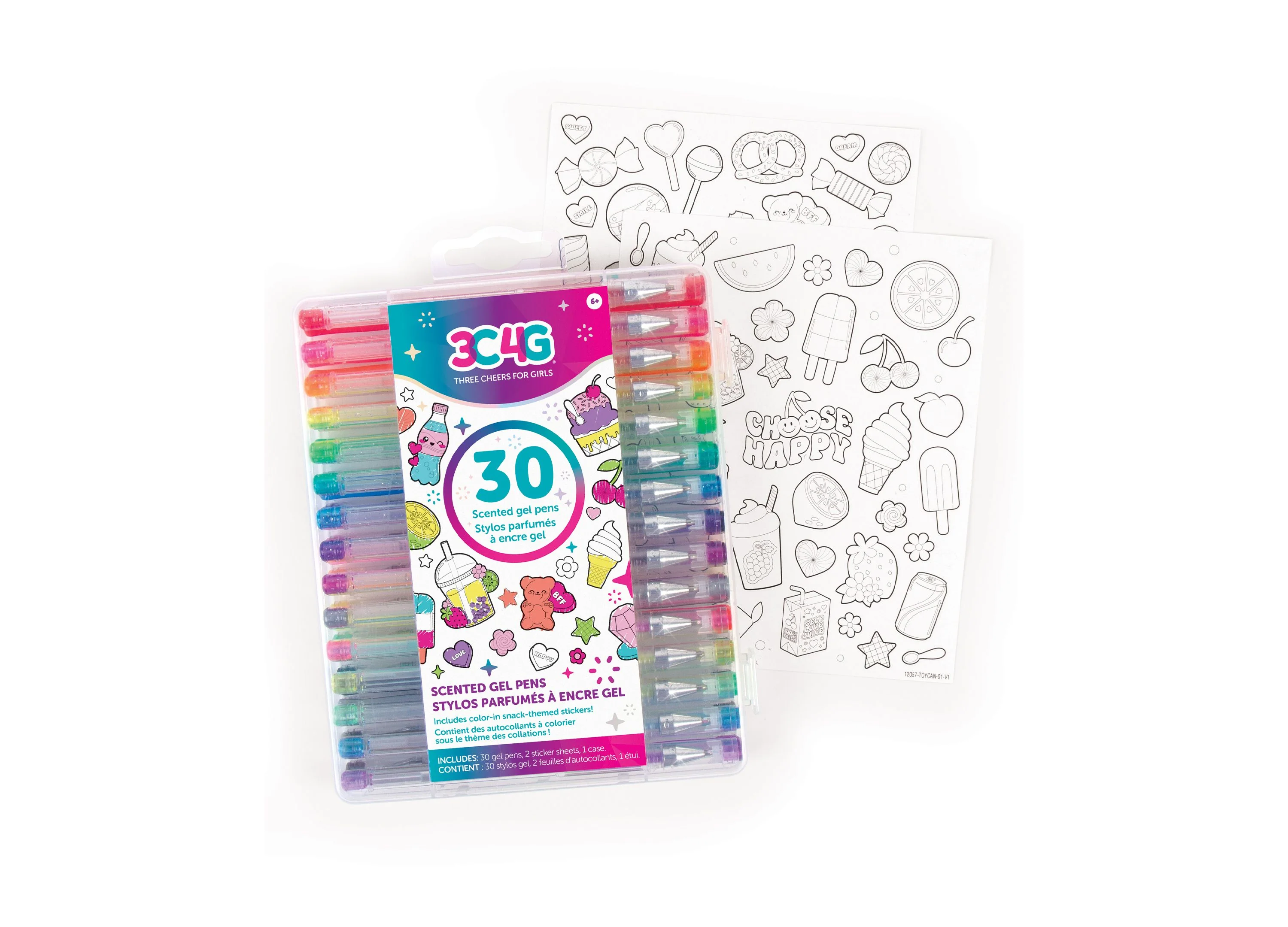 3C4G Vibrant Scented Gel Pens Kit with Snack-Themed Sticker Sheets, 30 Count - Assorted Colors - Image 2