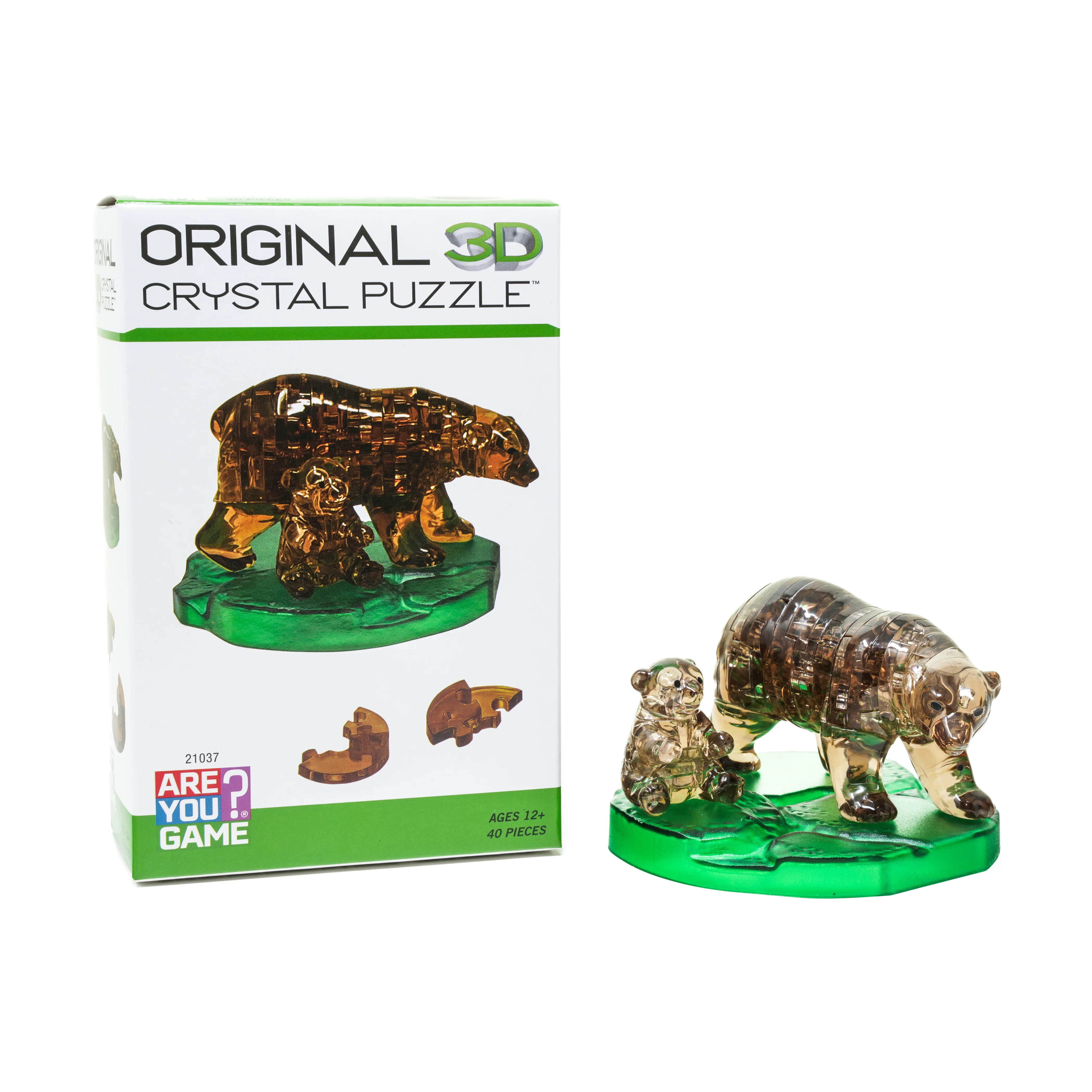 3D Crystal Puzzle - Brown Bear and Baby: Enchanting Wilderness Adventure, 40 Pcs - Image 4