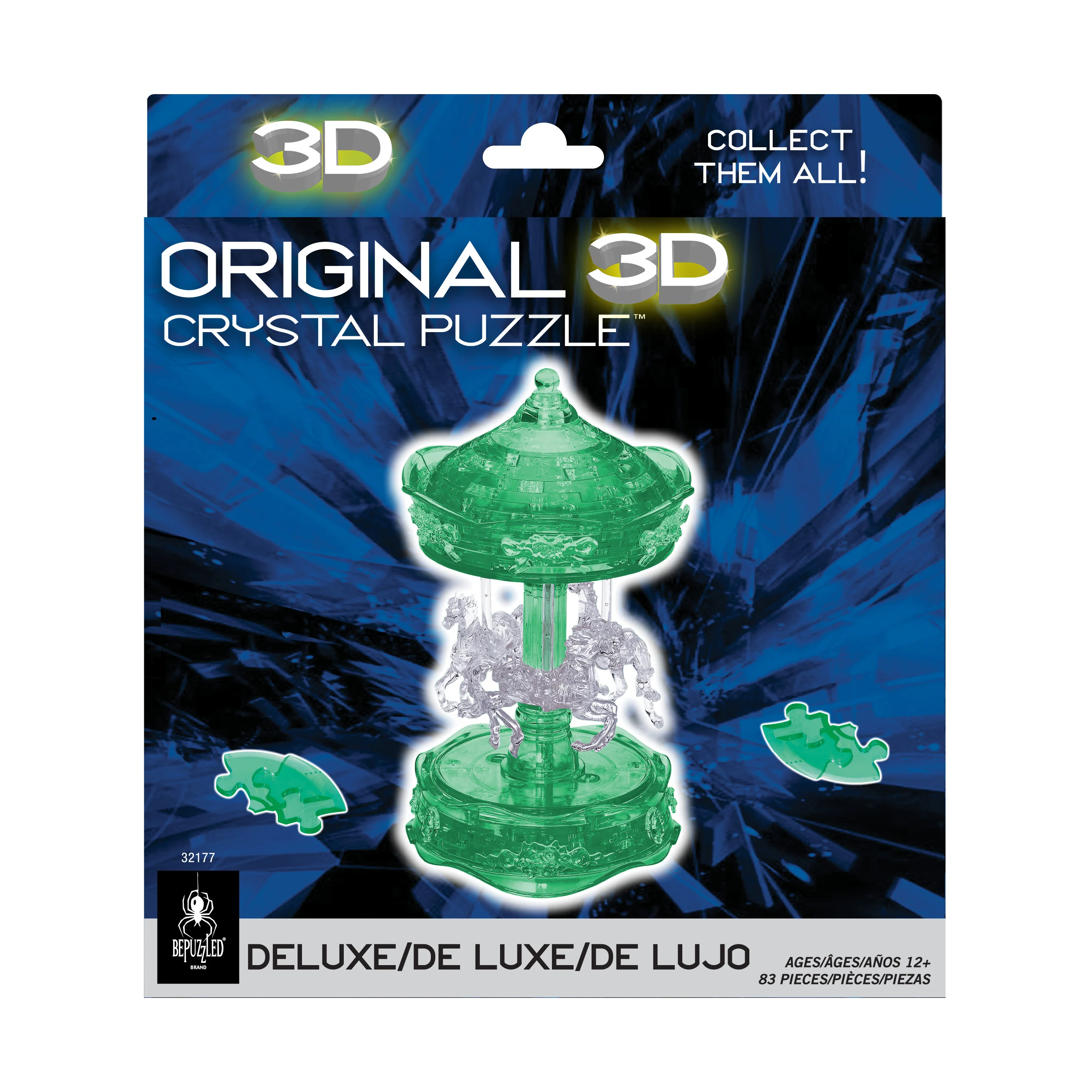 BePuzzled 3D Crystal Carousel Puzzle - Enchanting Green/White, 83 Pieces - Image 5