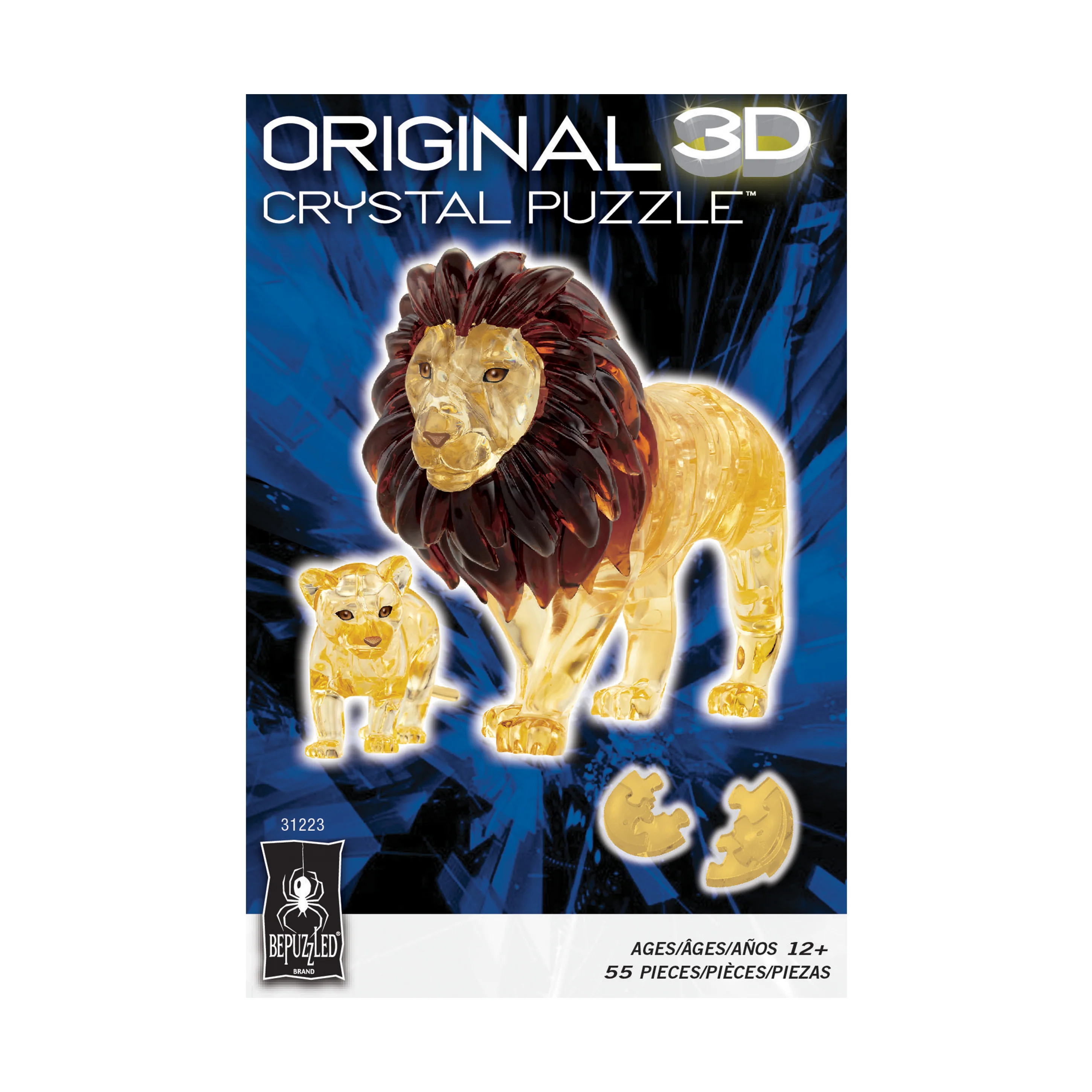 3D Crystal Puzzle - Lion and Baby (Gold): 55 Pcs - Image 2