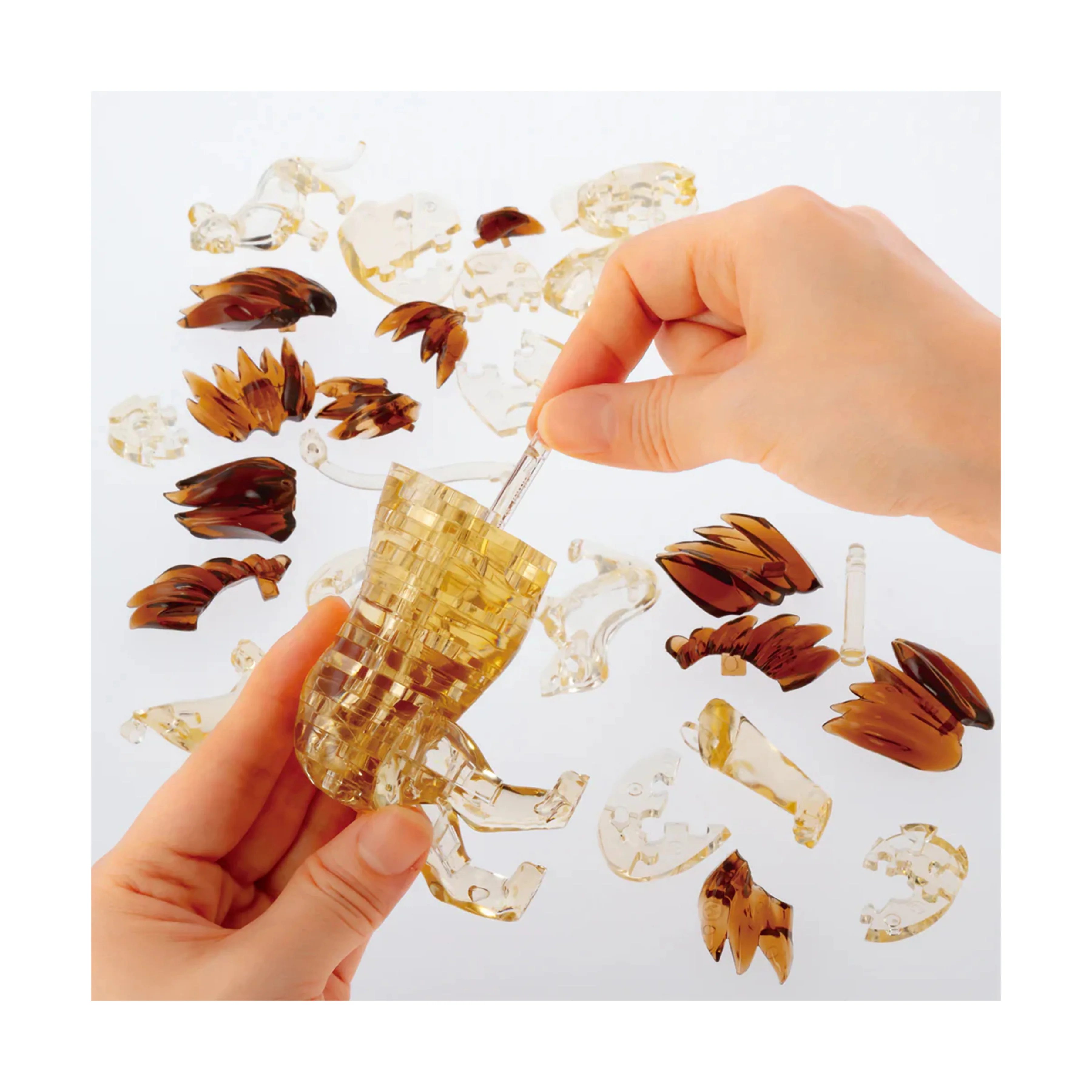 3D Crystal Puzzle - Lion and Baby (Gold): 55 Pcs - Image 5
