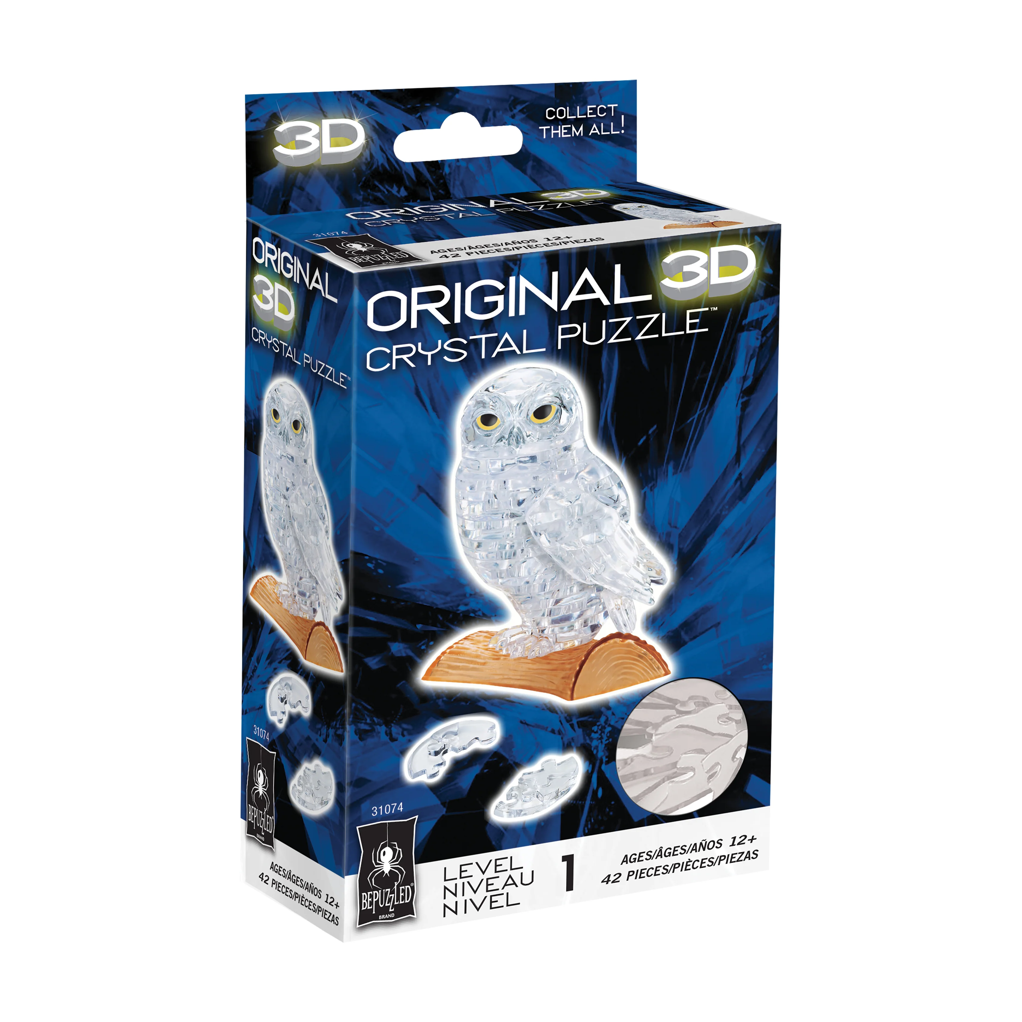 Mystical White Owl 3D Crystal Puzzle - 42 Piece Set - Image 2