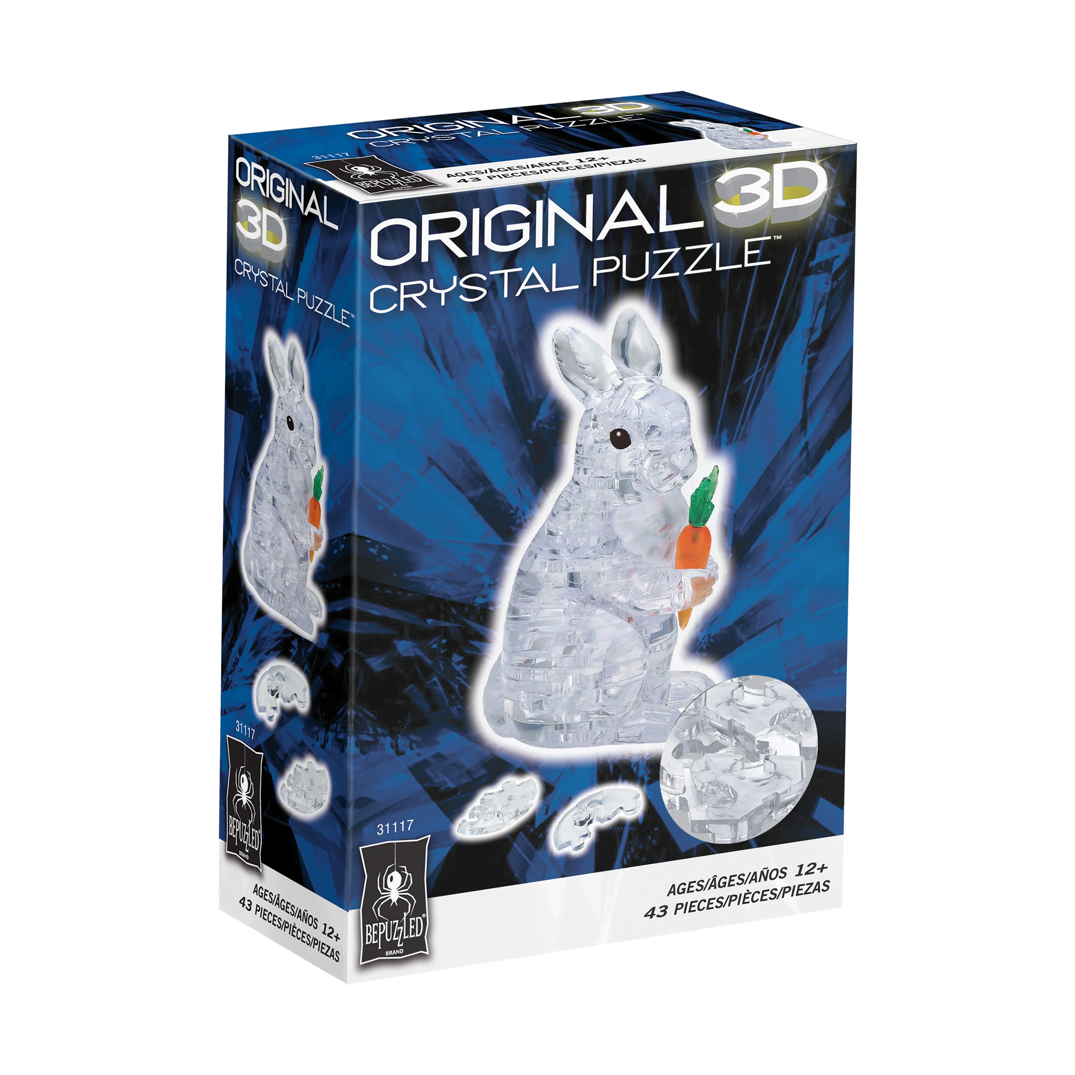 BePuzzled 3D Crystal Rabbit Puzzle - 43 Pieces (White) - Image 2