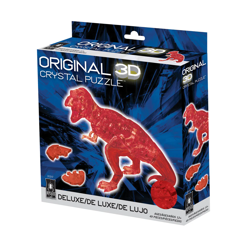 BePuzzled 3D Crystal T-Rex Puzzle - Red, 49 Pieces - Image 2
