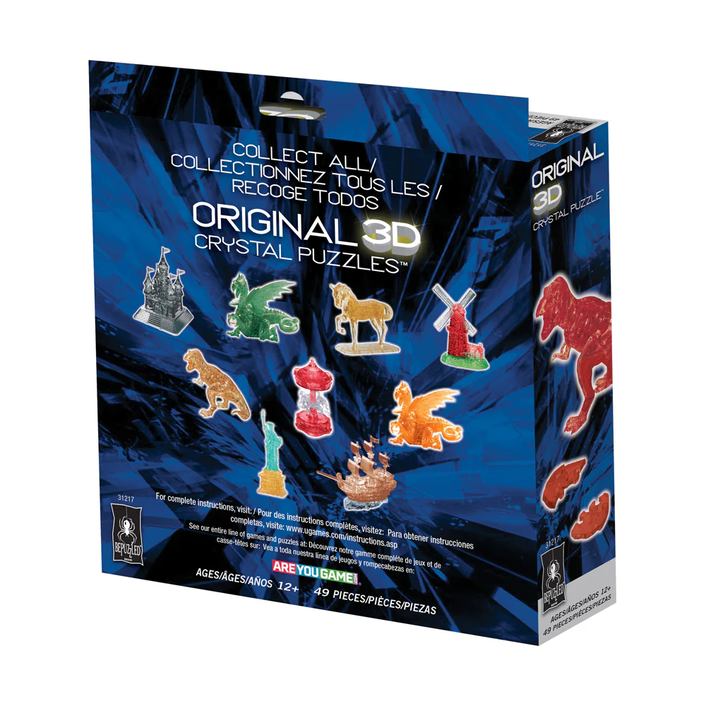 BePuzzled 3D Crystal T-Rex Puzzle - Red, 49 Pieces - Image 3