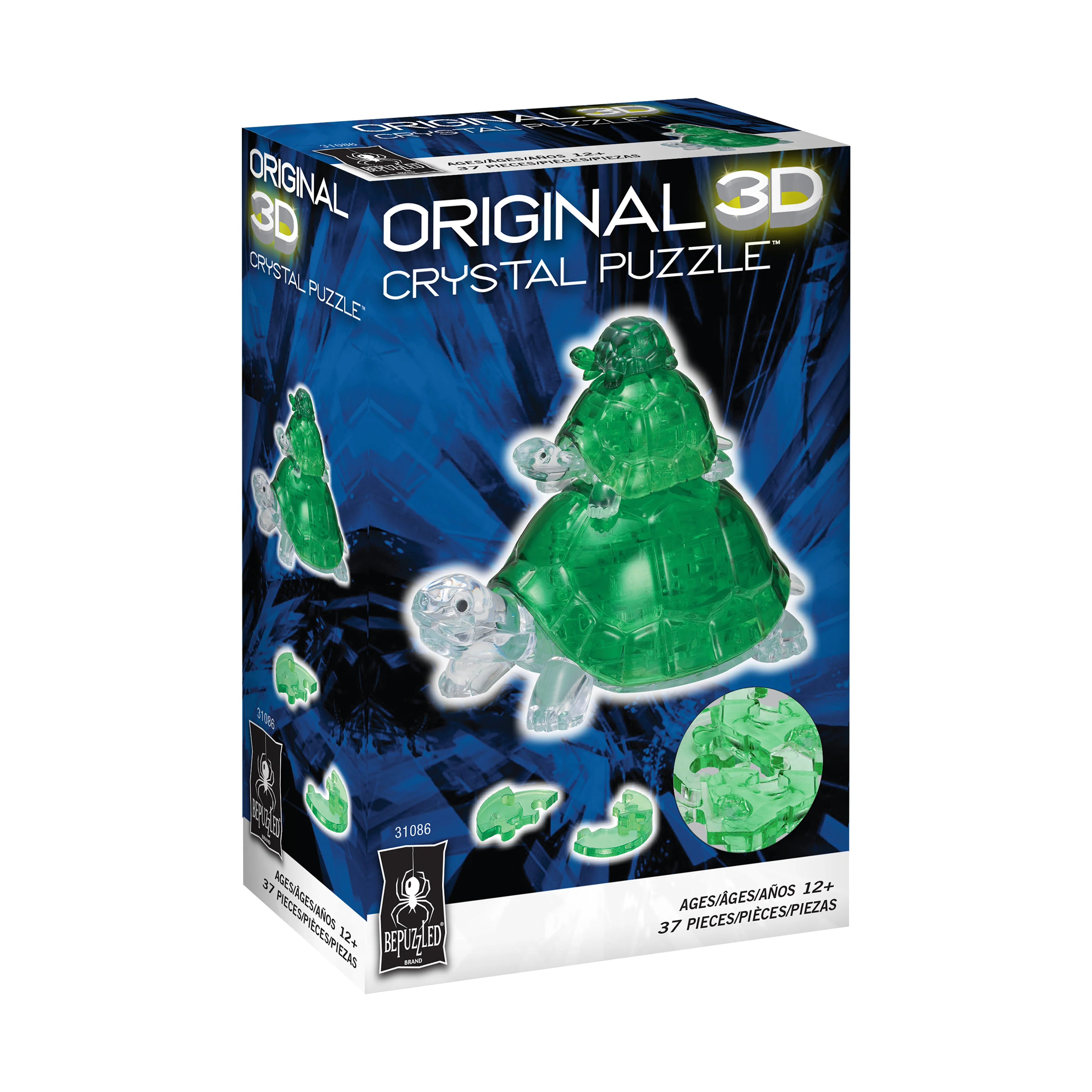 3D Crystal Puzzle - Turtles, Translucent Green - 37 pcs - Image 2
