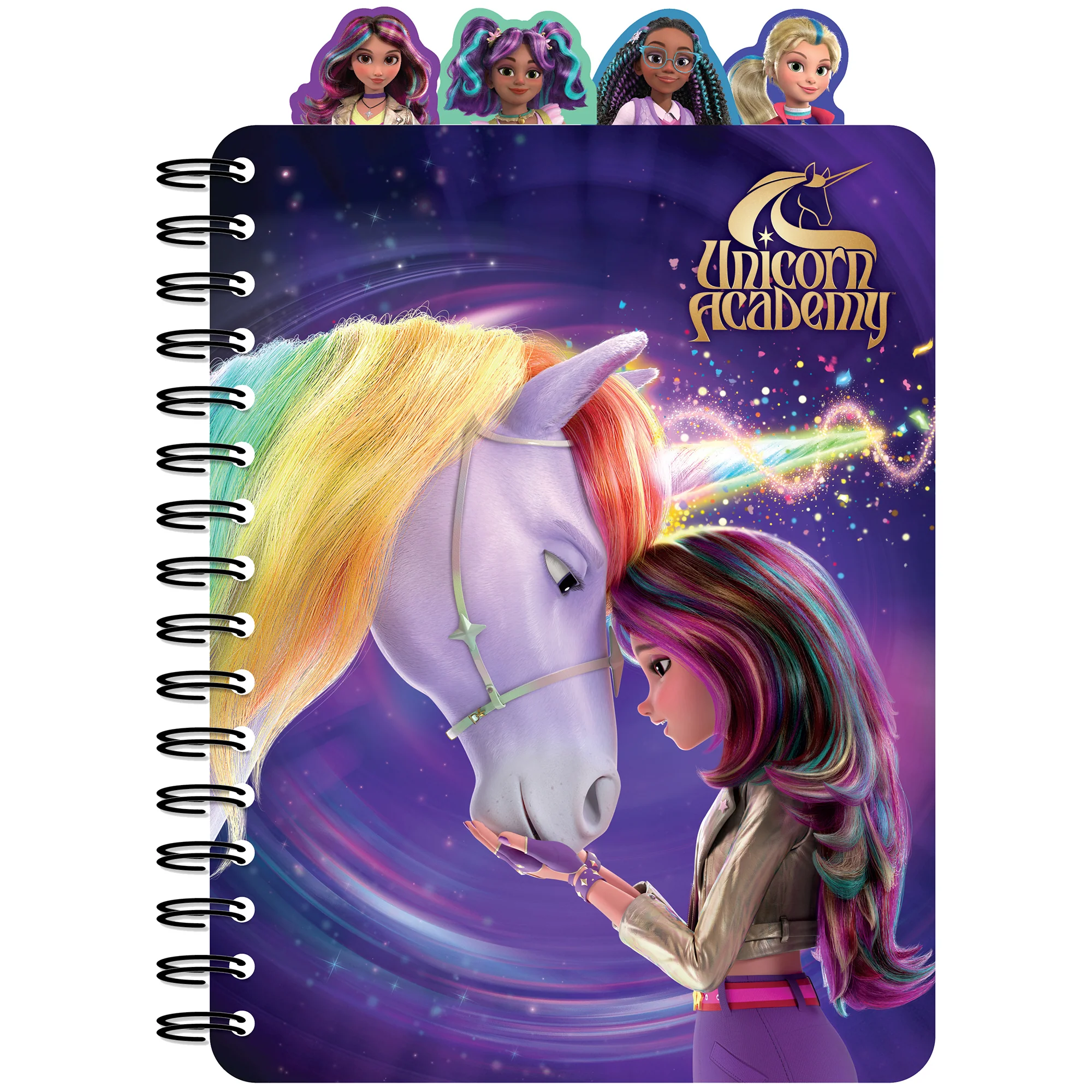 Inkology Unicorn Academy 4-Tab Spiral Journal - 160-Page Dotted Notebook