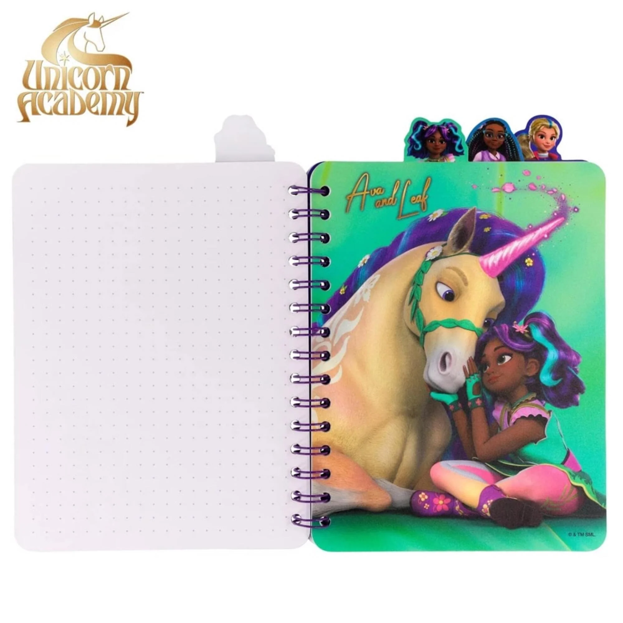 Inkology Unicorn Academy 4-Tab Spiral Journal - 160-Page Dotted Notebook - Image 4