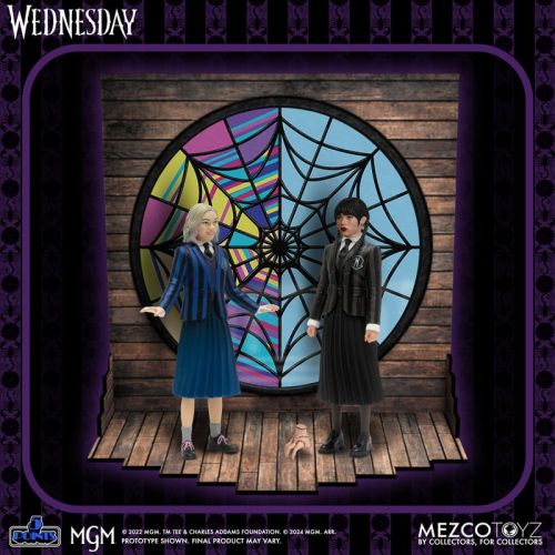 Mezco 5 Points Nevermore Academy Collectible Action Figures - Wednesday and Enid Set