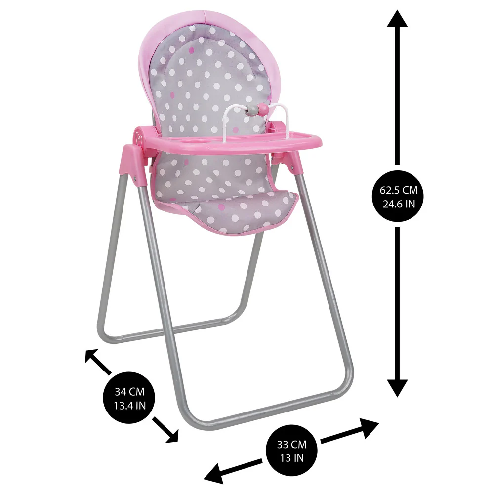 509 Crew Cotton Candy Pink Foodie Doll Highchair - Polka Dot Design - Image 3