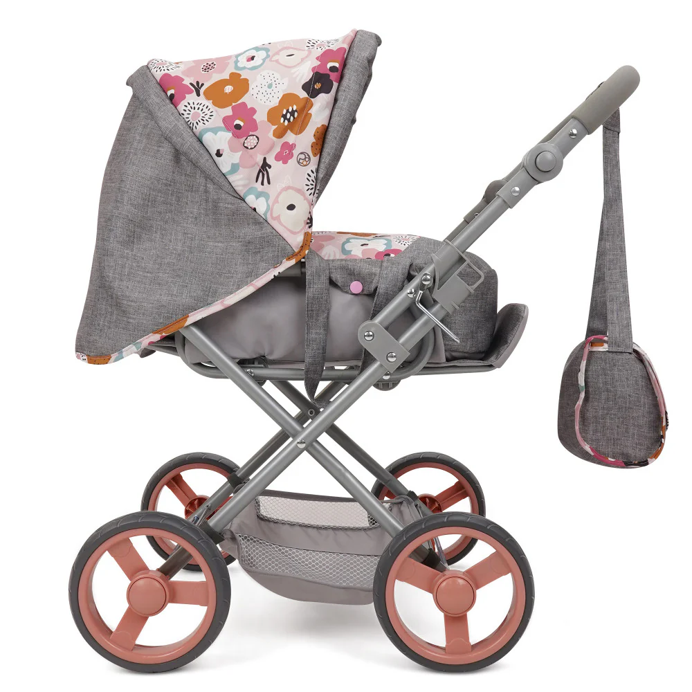 509 Crew Kelly Deluxe Doll Pram with Melange Flora Design and Matching Bag - Image 4