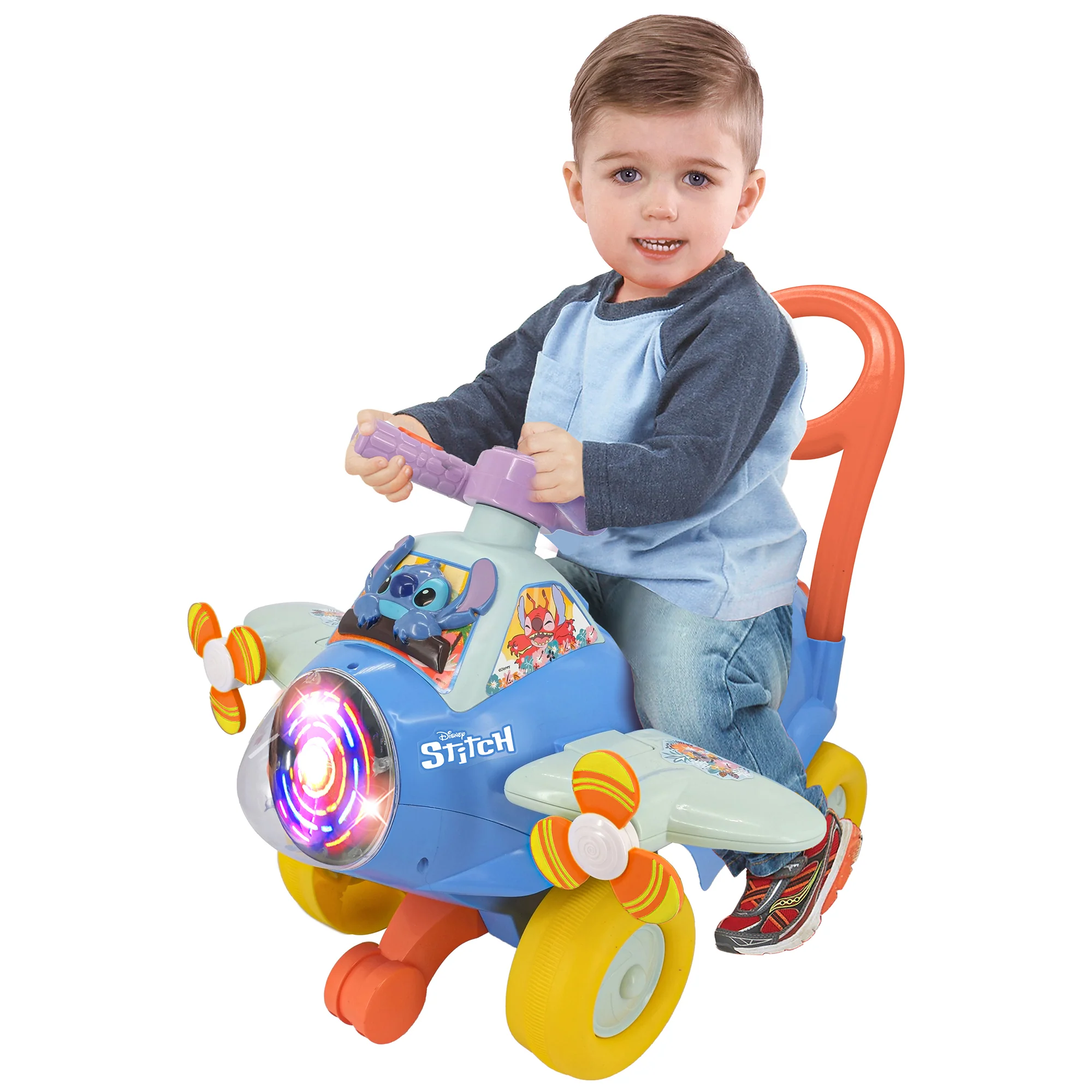 Disney Stitch Spinning Light Plane Ride-On With Sounds And Push Handle - Image 5
