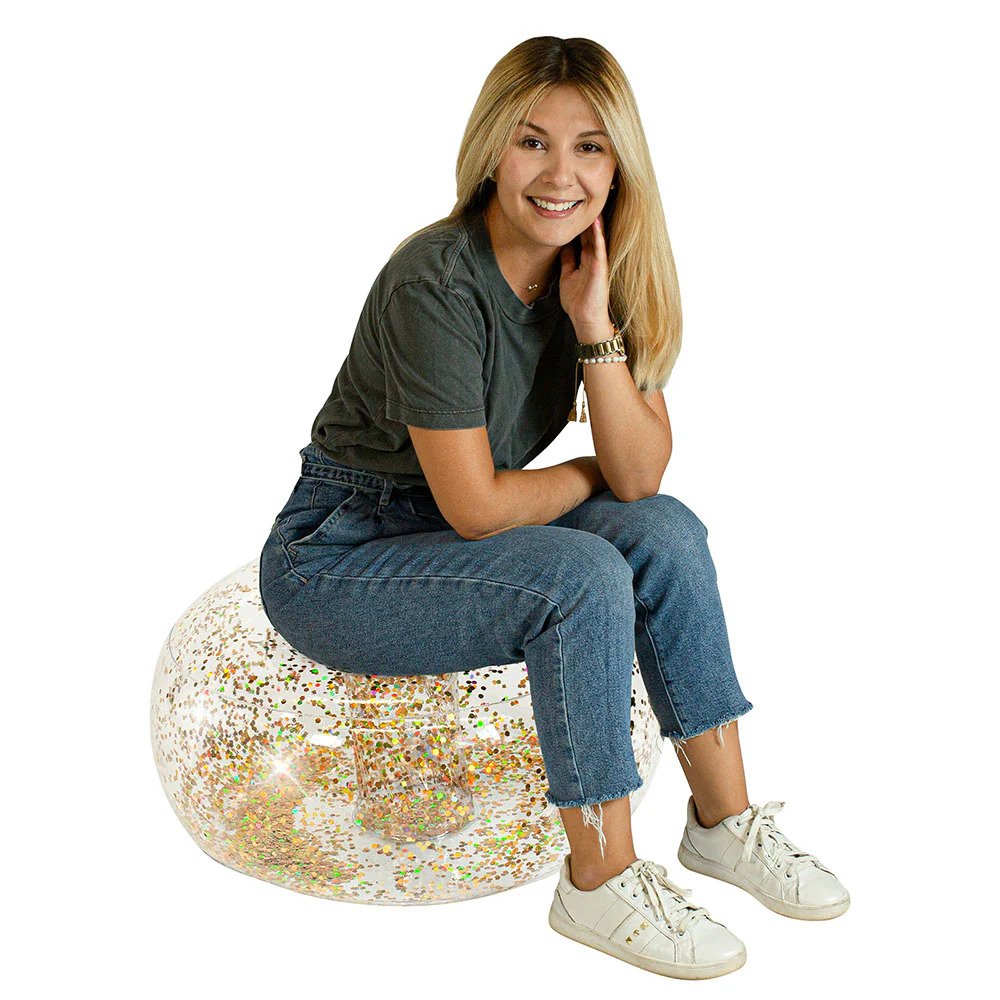 AirCandy Gold Holographic Glitter Ottoman - Chic Inflatable Seating