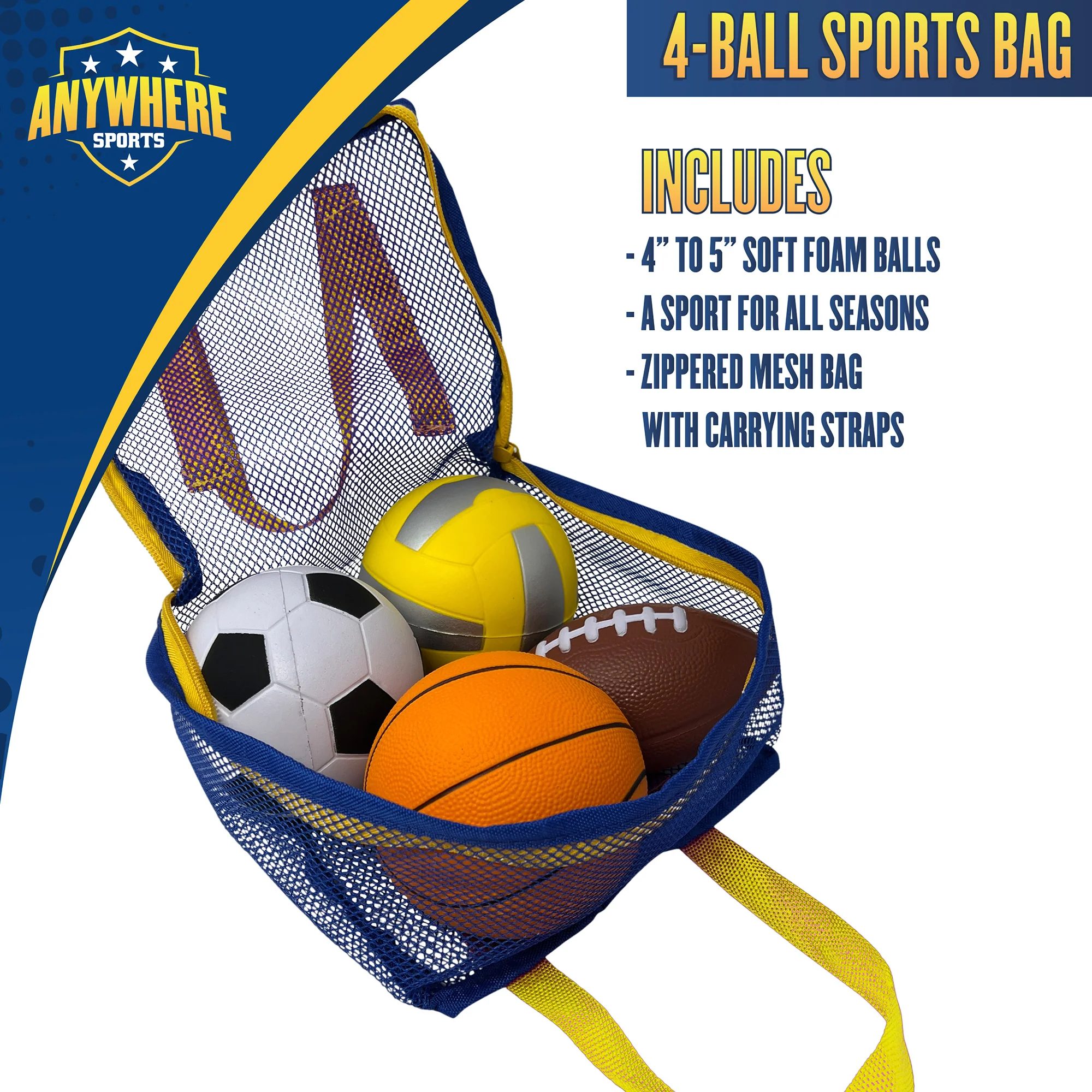 Anywhere Sports Mini Foam Balls 4-Pack Play Set for Kids 3+ - Image 4
