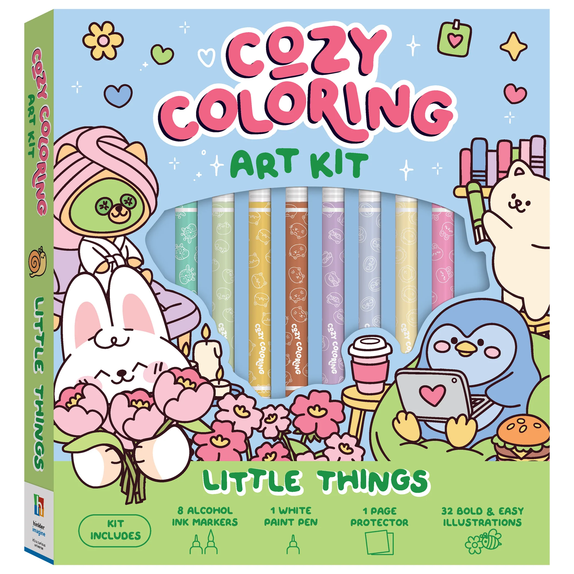 Art Maker Cozy Coloring Kit - 32 Illustrations With Markers And Paint Pen