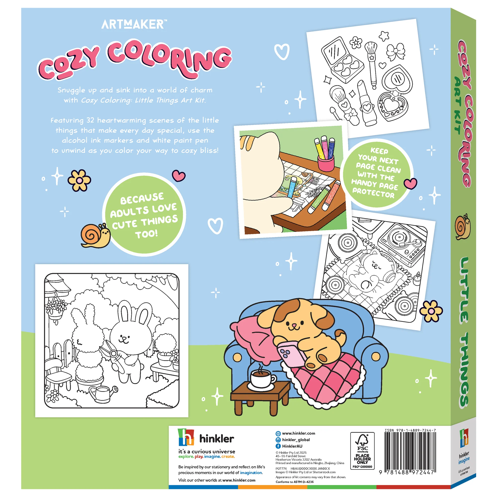 Art Maker Cozy Coloring Kit - 32 Illustrations With Markers And Paint Pen - Image 3