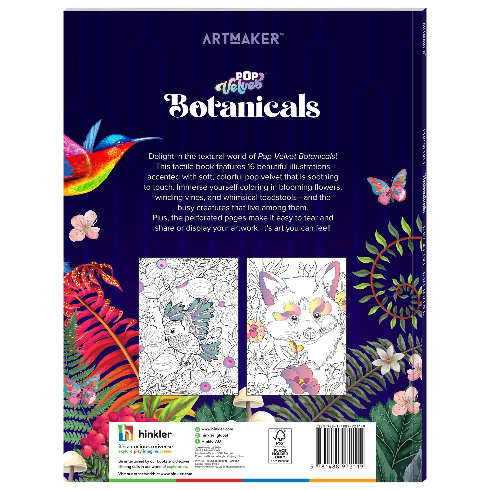 Art Maker Pop Velvet Botanicals Tactile Coloring Book - Image 3