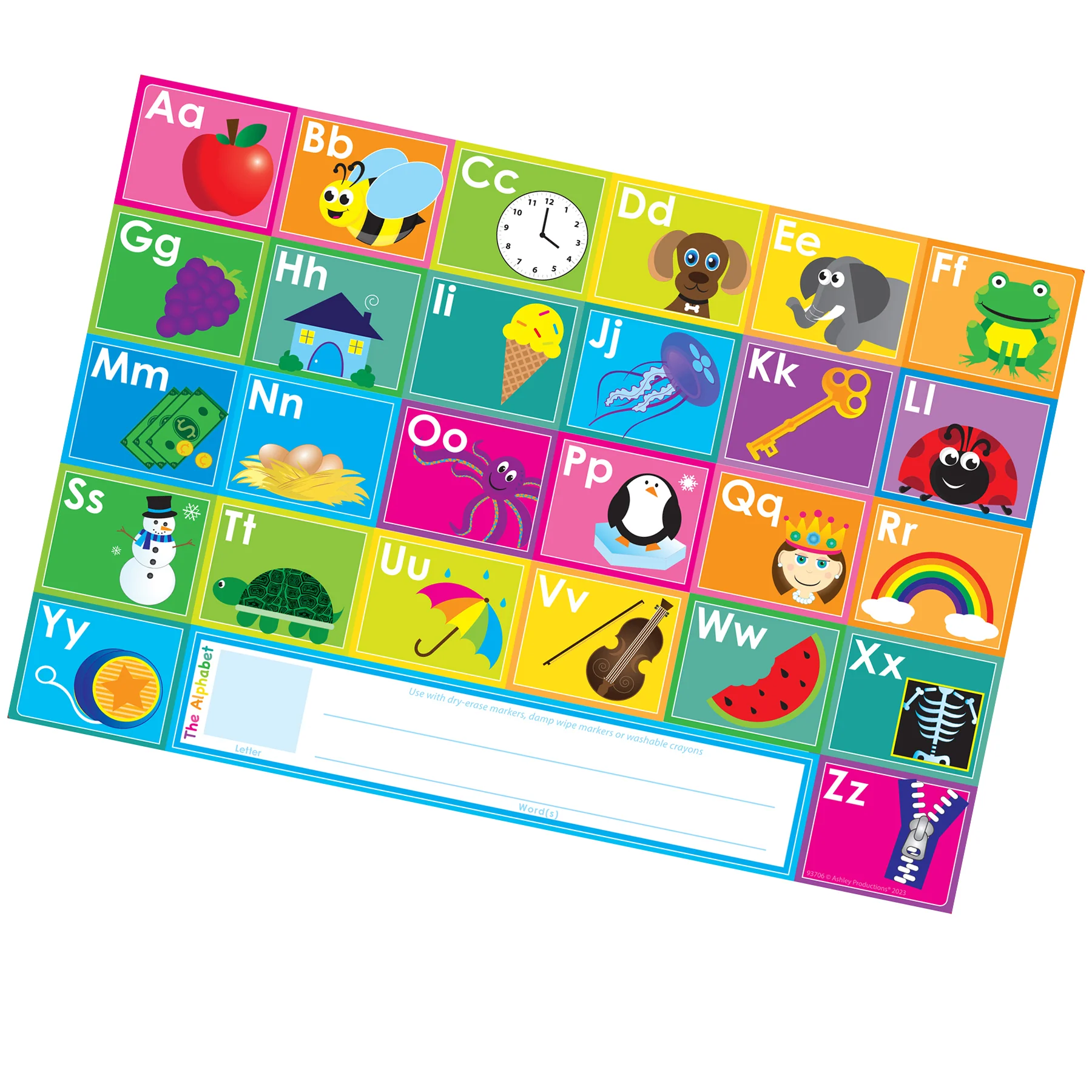 Ashley Productions Smart Poly ABC's Learning Placemat - 13" x 19" - Pack of 10 - Image 2