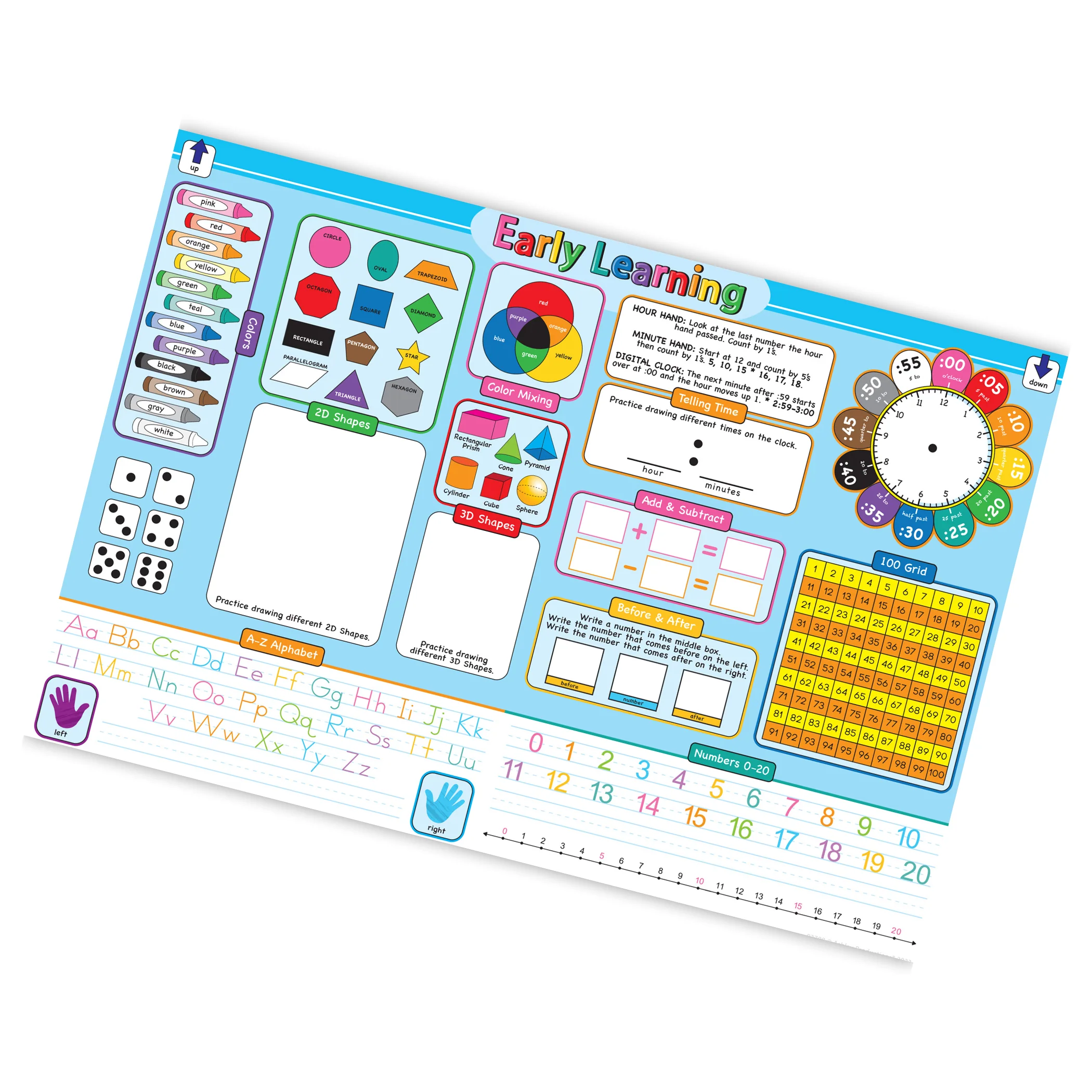 Ashley Productions Smart Poly Learning Placemat - Early Education Basics - 13" x 19" - Pack of 10 - Image 2