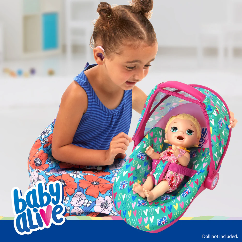 Baby Alive Deluxe Doll Car Seat - Multi-Function, Pink & Green Hearts - Image 2