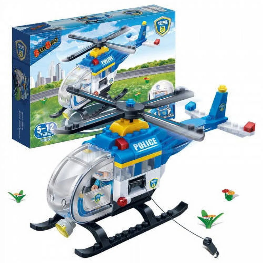 BanBao Police Chopper Building Toy for Kids - STEM Helicopter Kit, 122 Pieces - Image 2