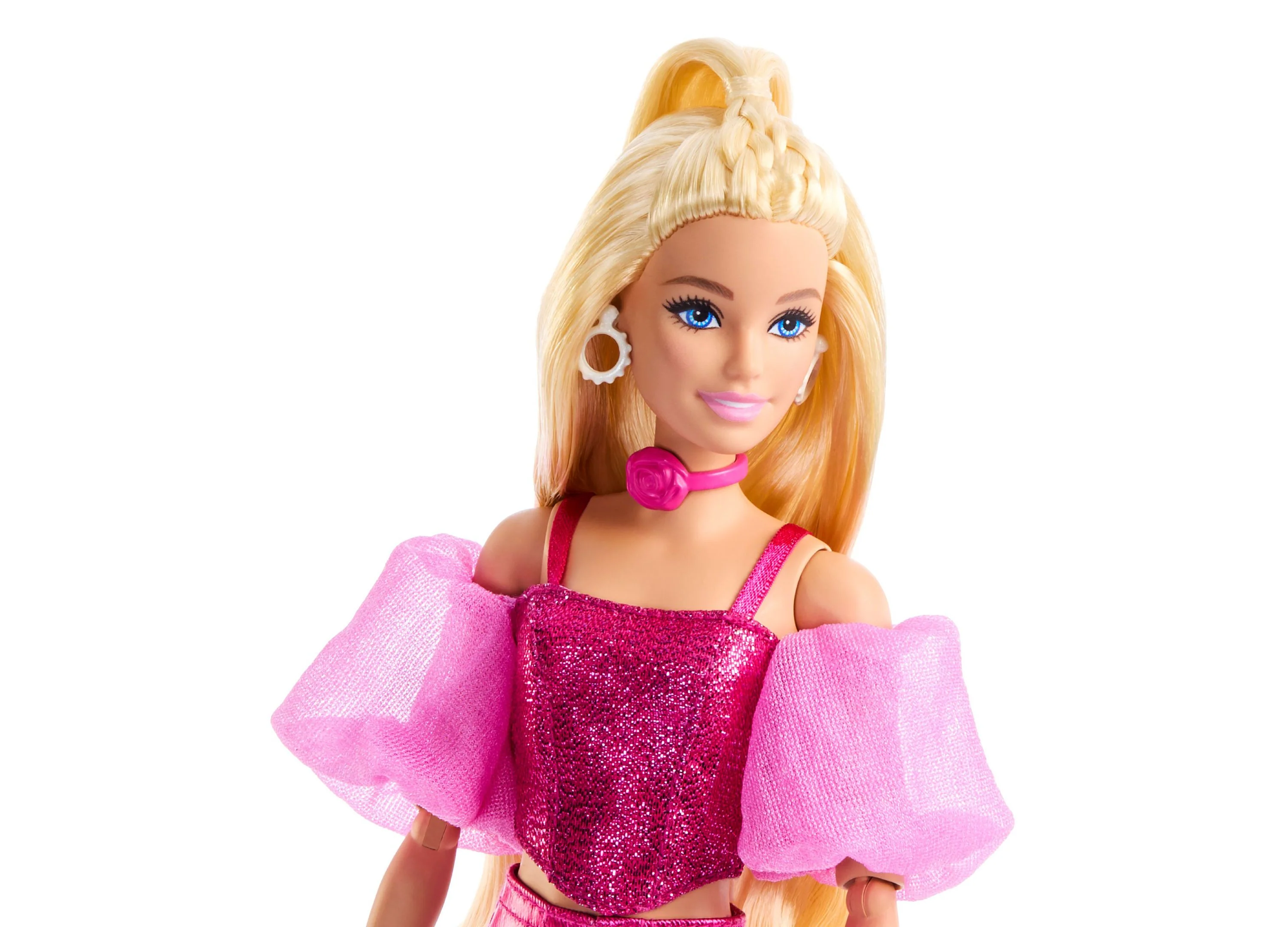 Barbie Deluxe Style Fashion Doll 5 in Metallic Pink Outfit with Corset Top and Accessories - Image 3