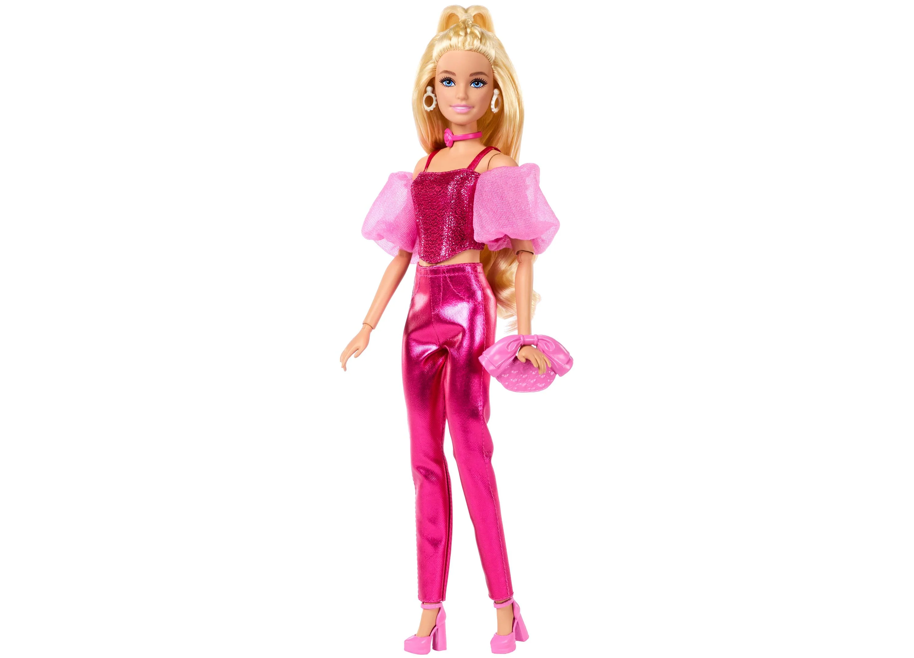 Barbie Deluxe Style Fashion Doll 5 in Metallic Pink Outfit with Corset Top and Accessories - Image 4