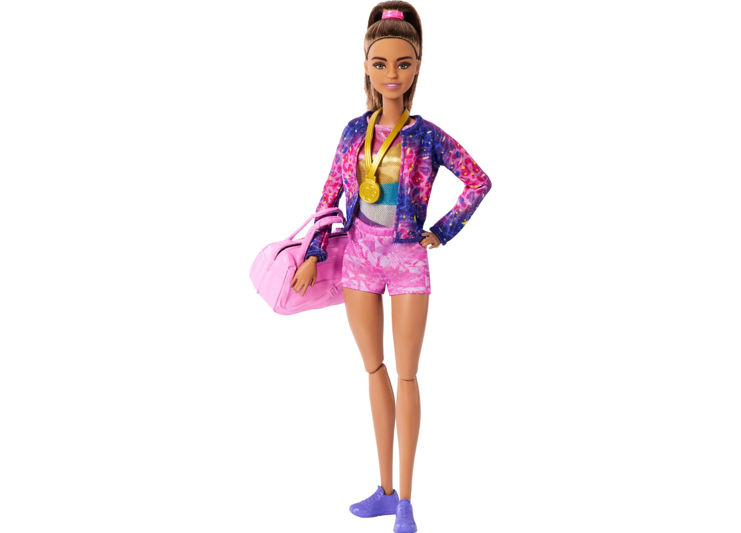 Barbie Gymnastics Play Set - Brunette Fashion Doll with Balance Beam and Accessories - Image 4