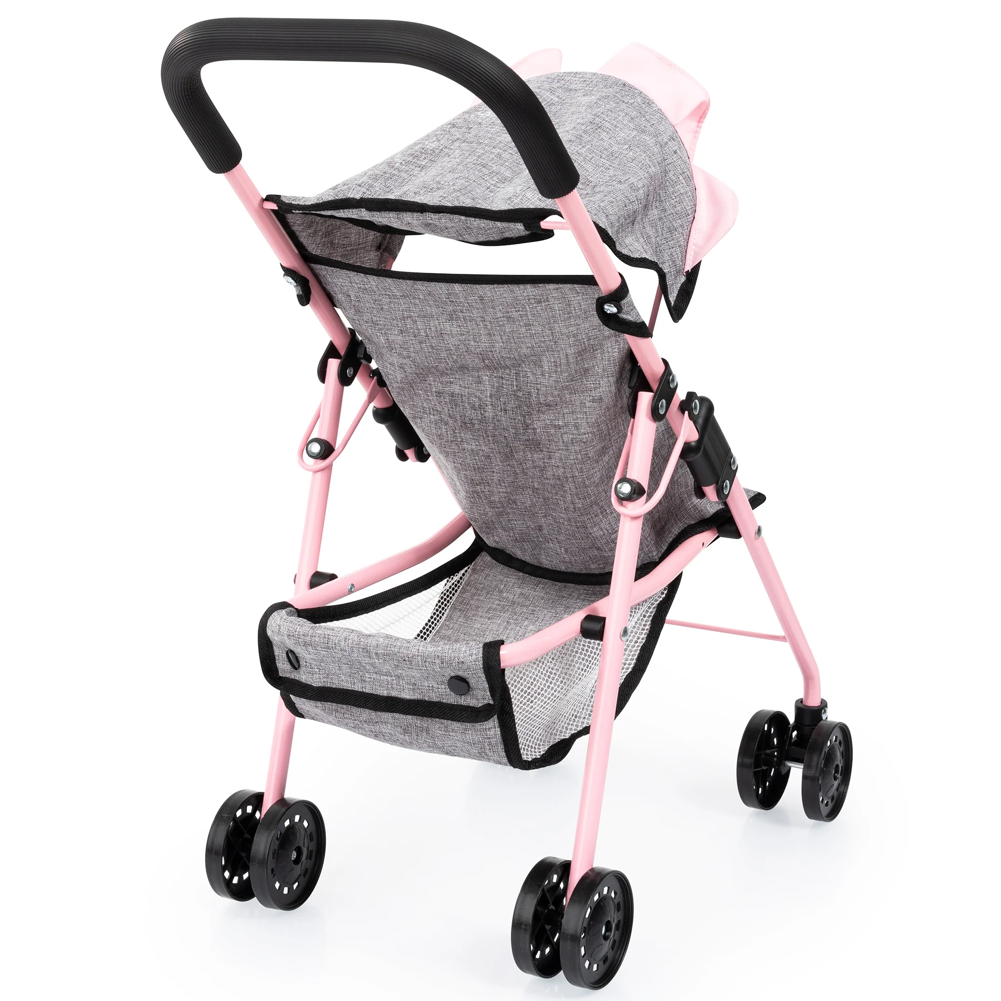 Bayer Design Doll Buggy - Play Stroller, Grey with Pink Butterfly Motif - Image 2