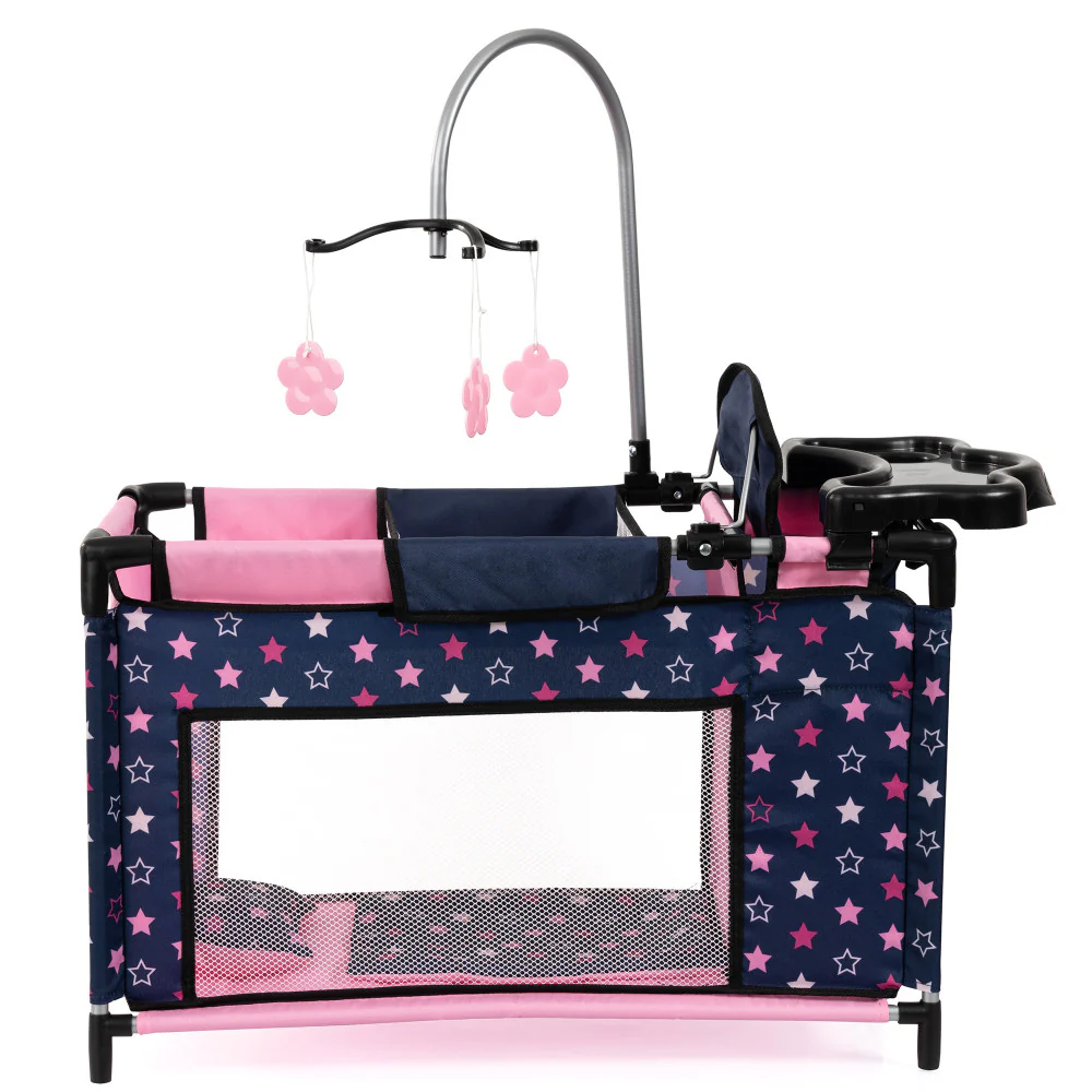 Bayer Design Dolls: Multi-Bed - Navy, Pink, Fairy, Stars - Playpen For Dolls Up To 18" - Image 2