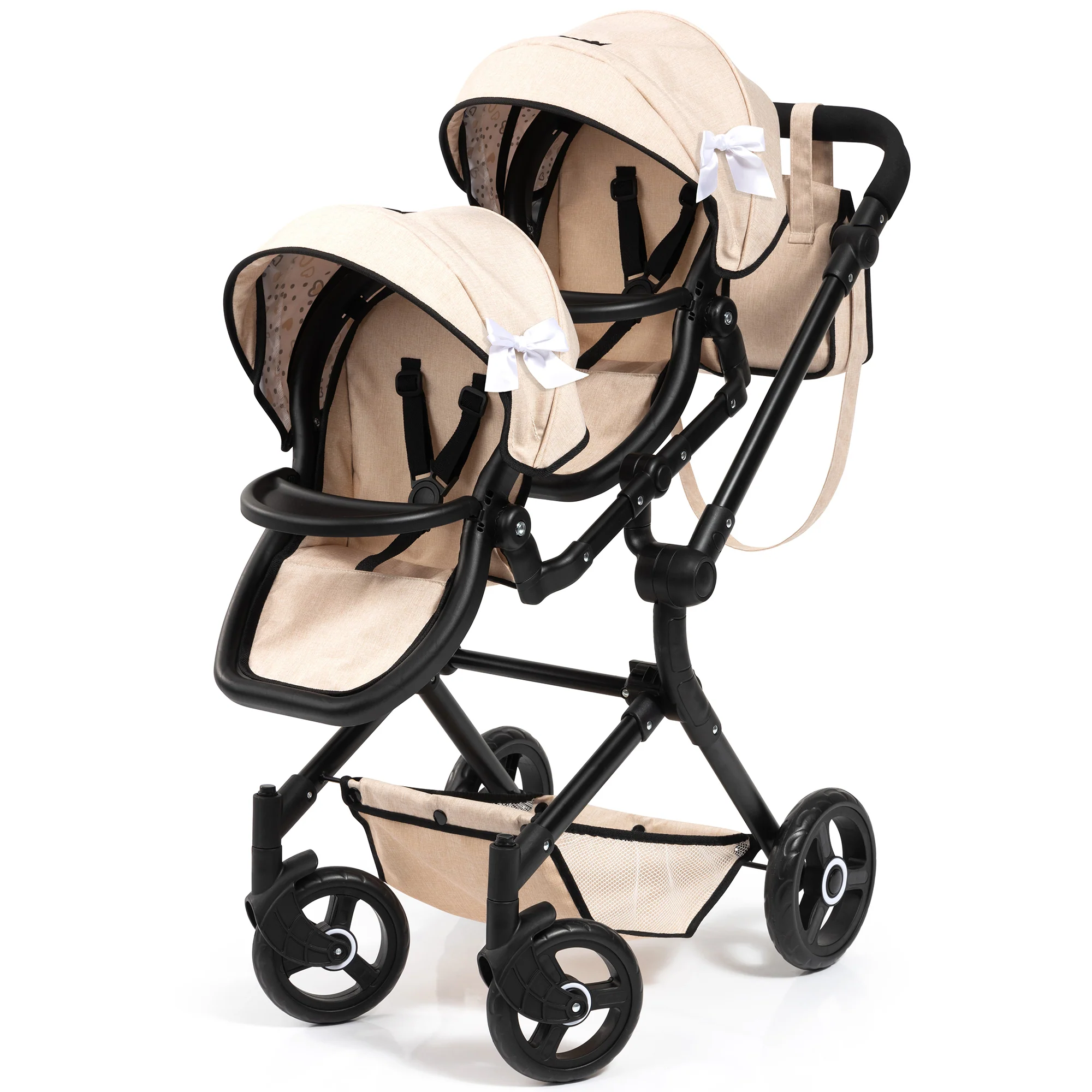 Bayer Design Twin Neo Tandem Doll Pram With Adjustable Handle And Shopping Basket - Image 4