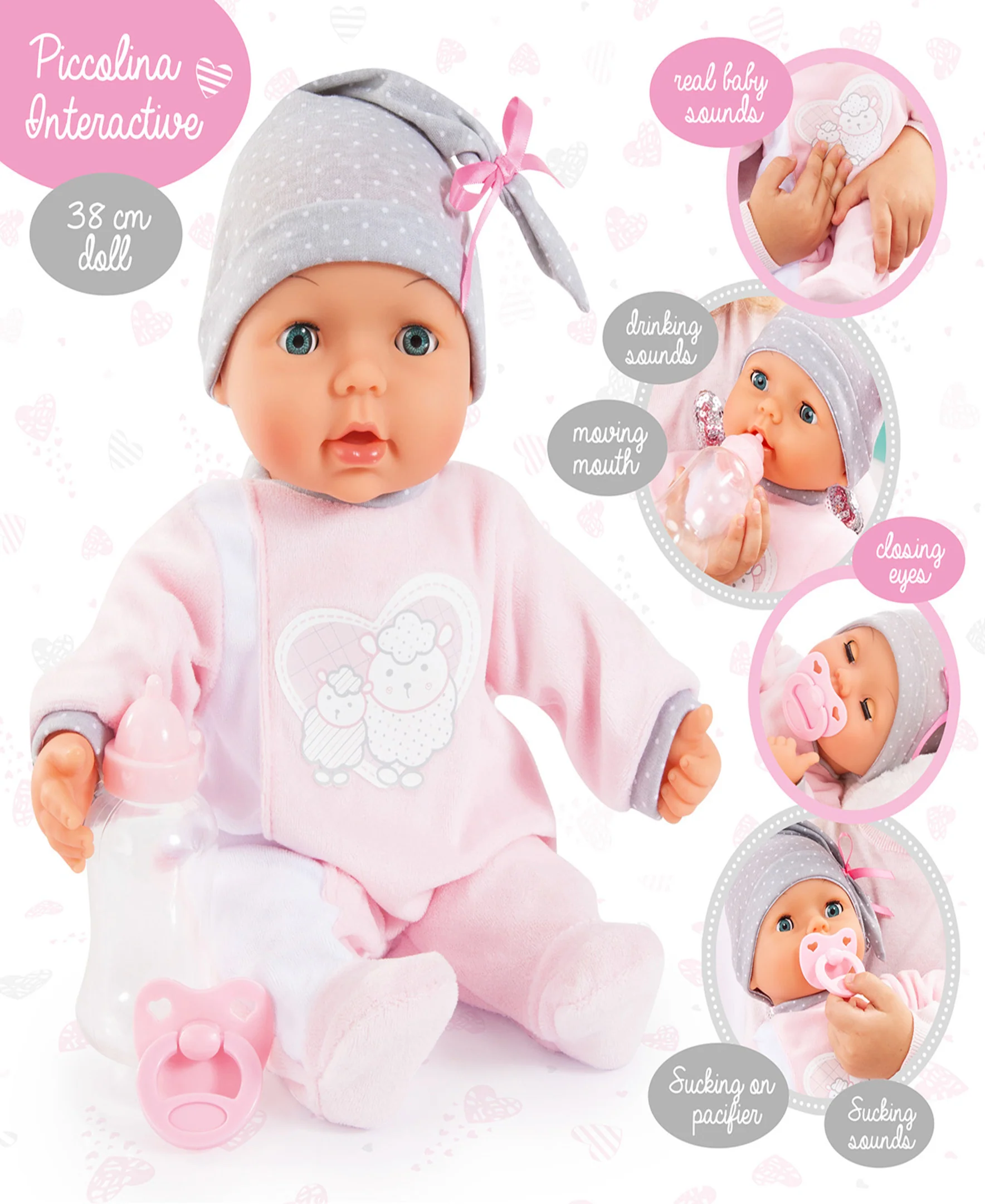 Bayer Design My Piccolina 15" Interactive Baby Doll - Sleepy Eyes - Image 8