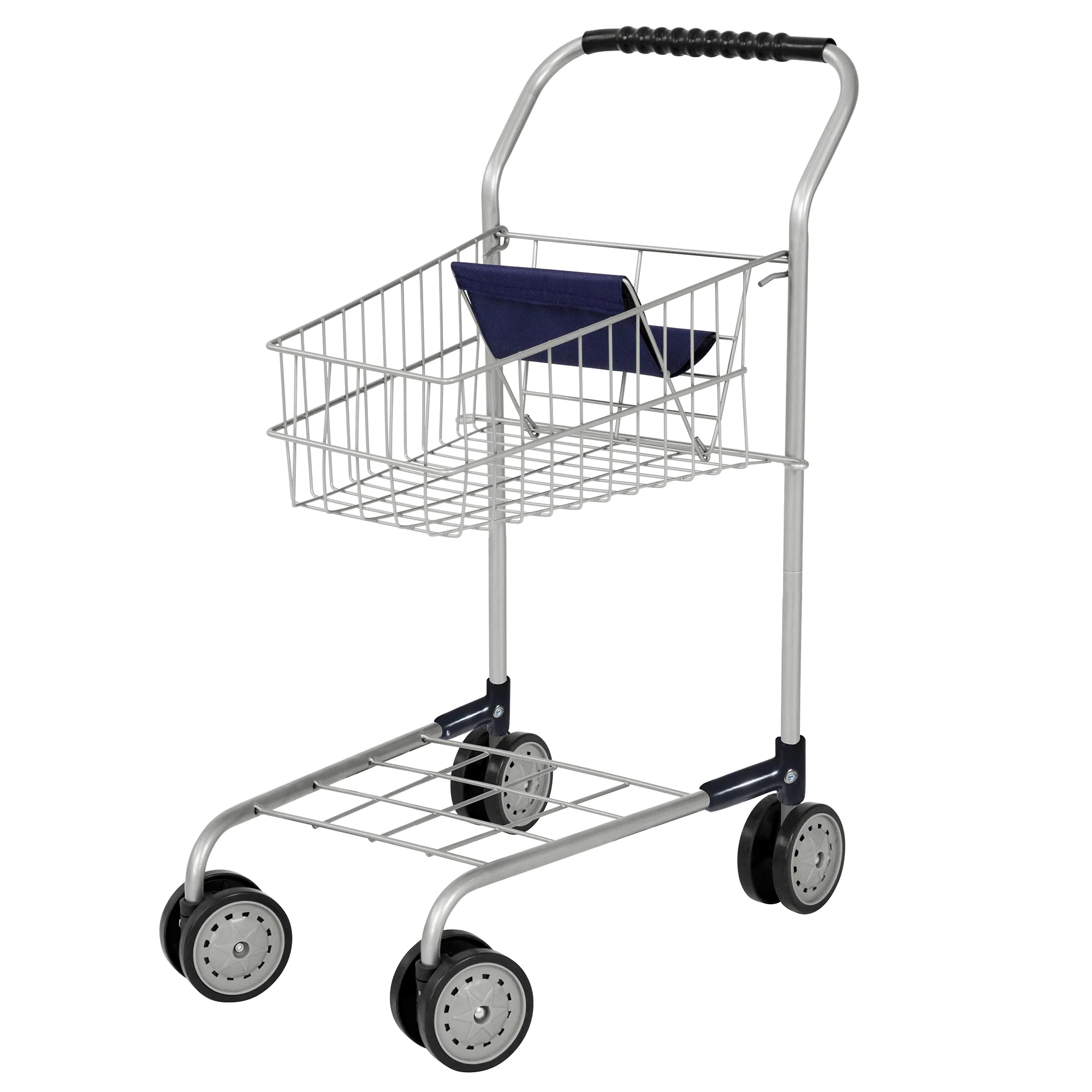 Bayer Design Grocery Shopping Cart - Toddler Pretend Play Toy, Grey & Blue
