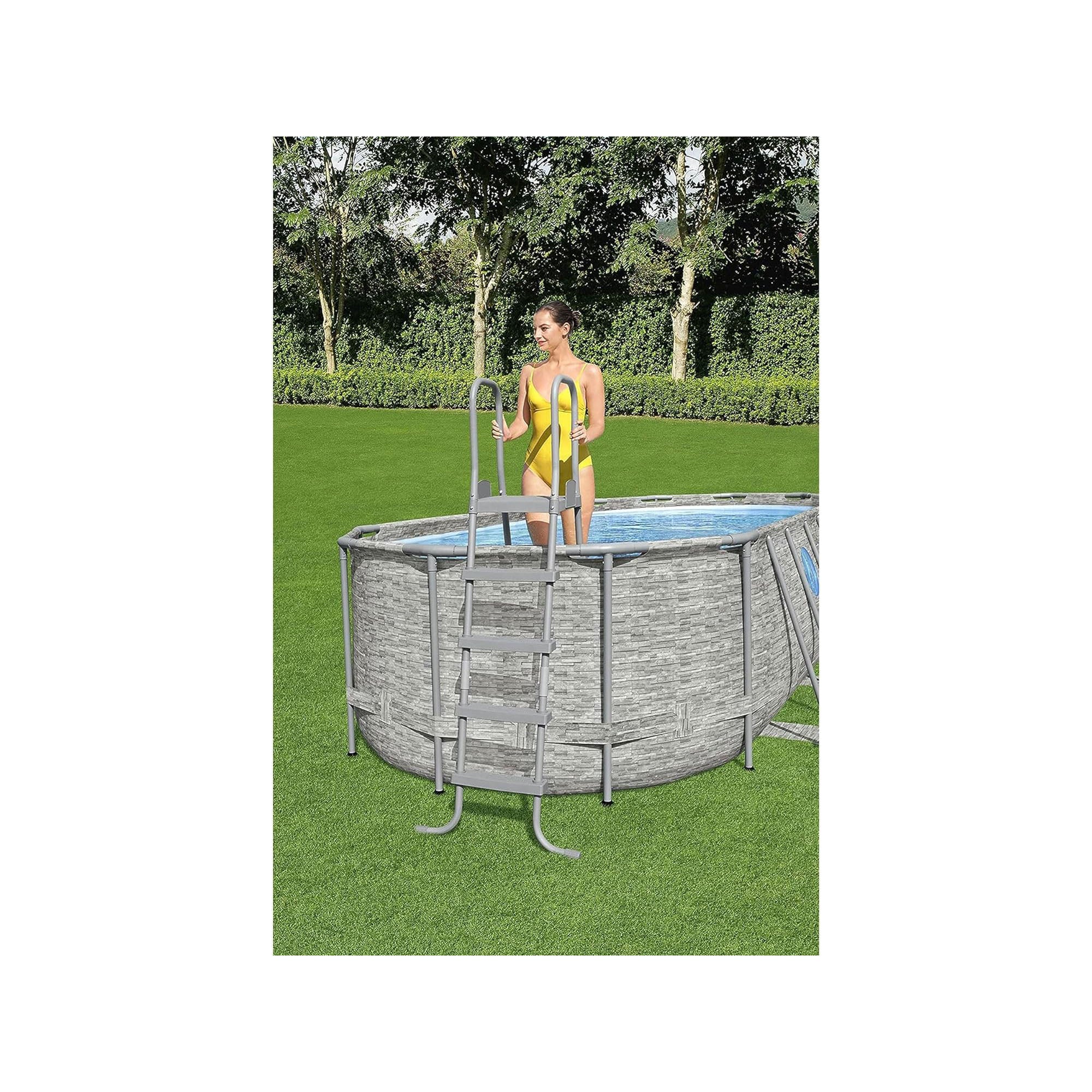 Bestway: 52" Steel Above Ground Swimming Pool Ladder No-Slip Steps - Image 4