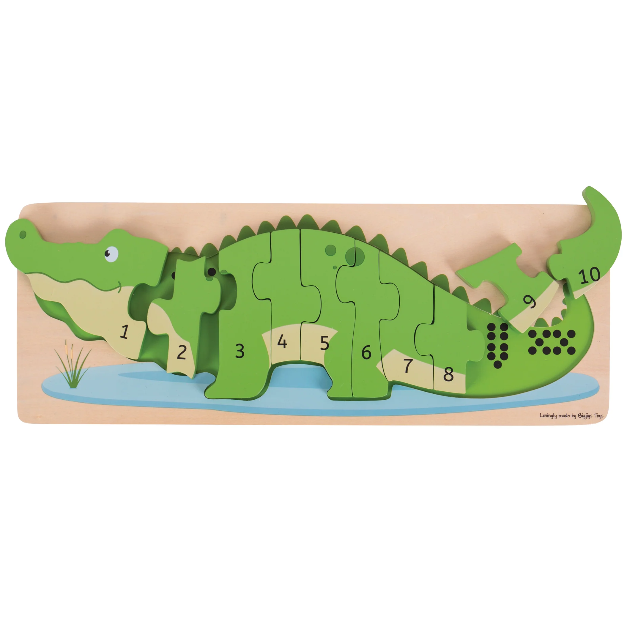 Bigjigs Toys Crocodile Number Puzzle - Eco-Friendly Wooden Math Game - Image 2