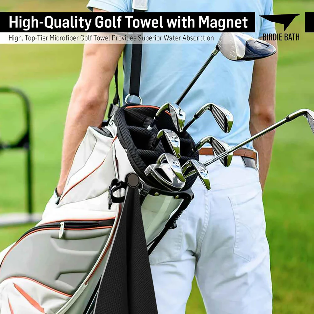 Birdie Golf: Birdie Bath - Black Magnetic Golf Towel with Premium Microfiber - Image 2