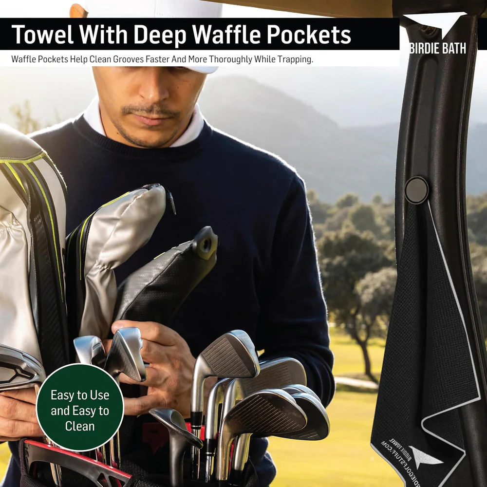 Birdie Golf: Birdie Bath - Black Magnetic Golf Towel with Premium Microfiber - Image 4