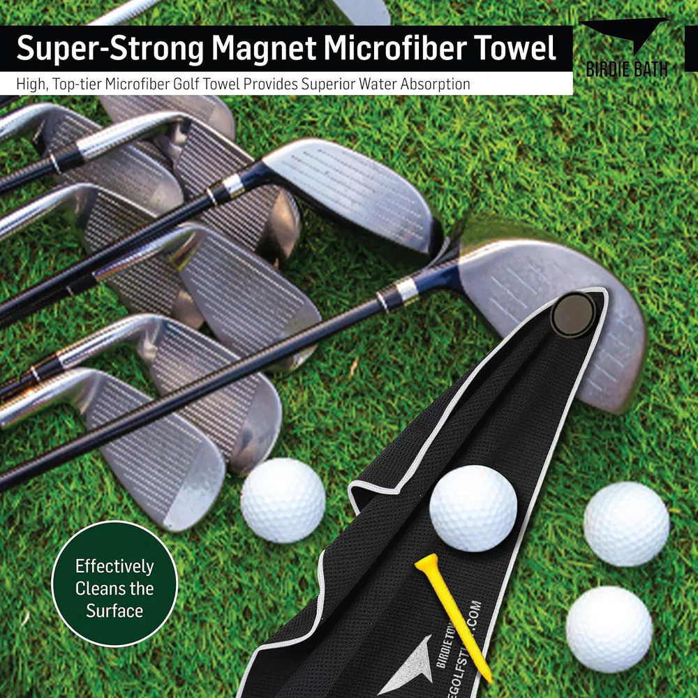 Birdie Golf: Birdie Bath - Black Magnetic Golf Towel with Premium Microfiber - Image 8