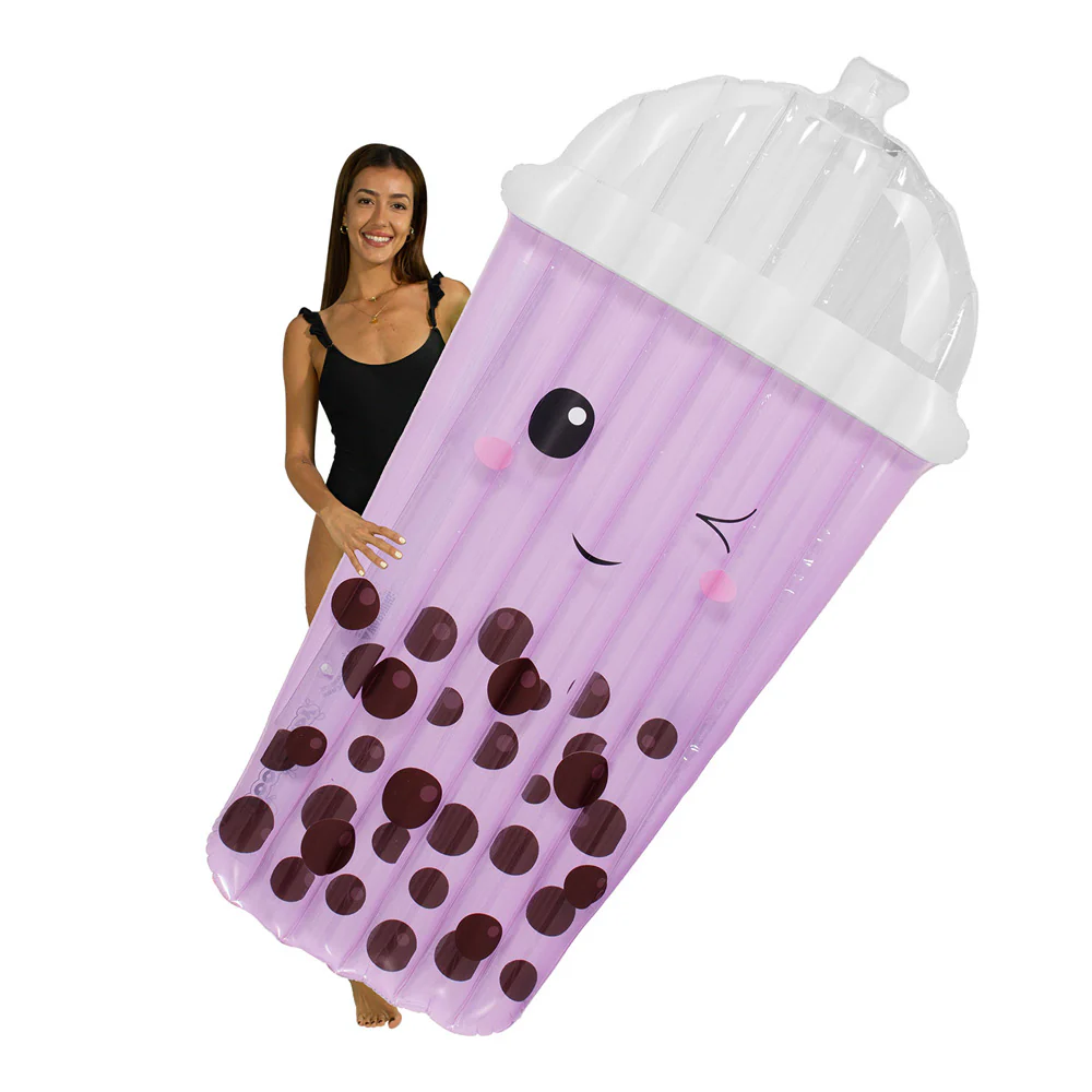 PoolCandy Boba Tea Giant Inflatable Lounging Raft - Purple, 72 inches
