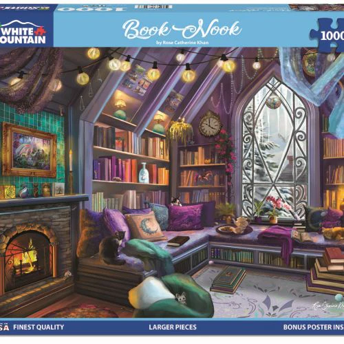 White Mountain Book Nook Themed Jigsaw Puzzle - 1000 pc - Image 2