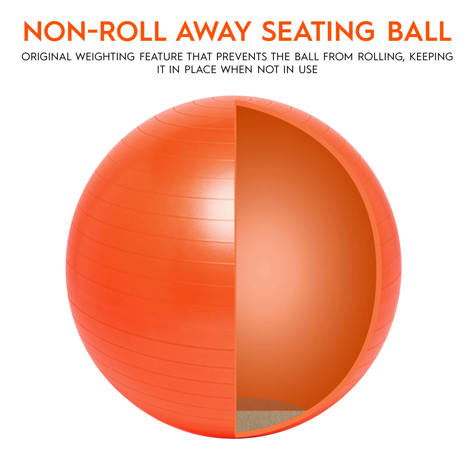 Bouncyband Balance Ball Chair, 65cm - Energizing Orange - Image 4