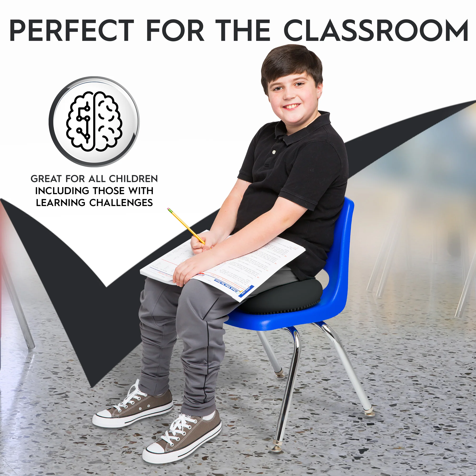 Bouncyband Big Wiggle Seat Sensory Cushion - Dark Gray - Image 7