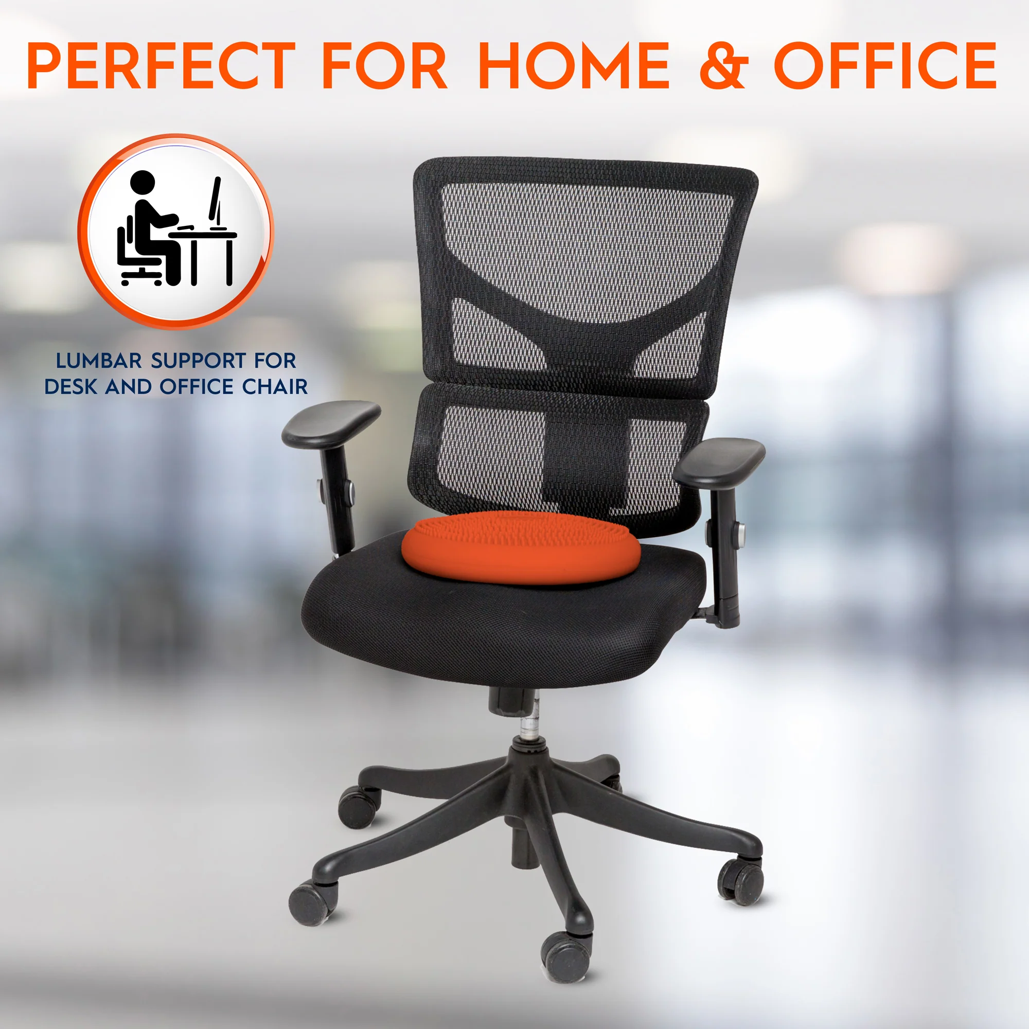 Bouncyband Big Wiggle Seat Sensory Cushion - Vibrant Orange - Image 7