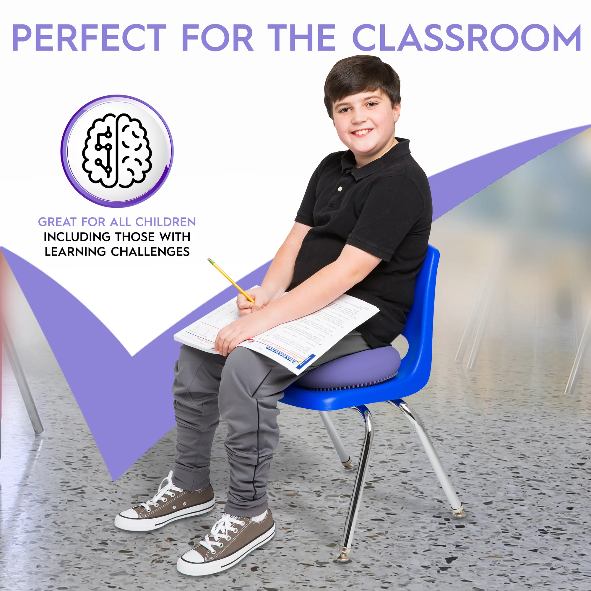 Bouncyband Big Wiggle Seat Sensory Cushion, Playful Purple - Image 8