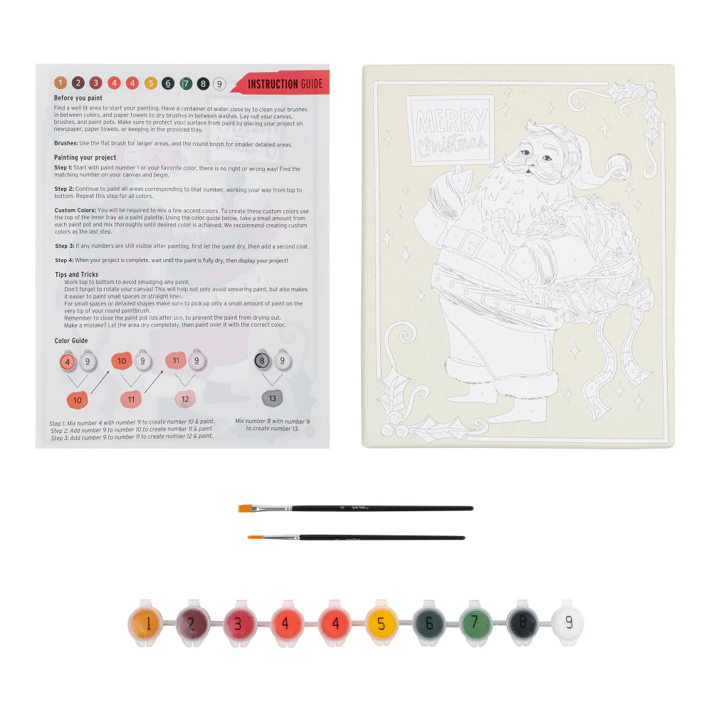 Brea Reese Holiday Santa Acrylic Paint-By-Number Kit - Image 3