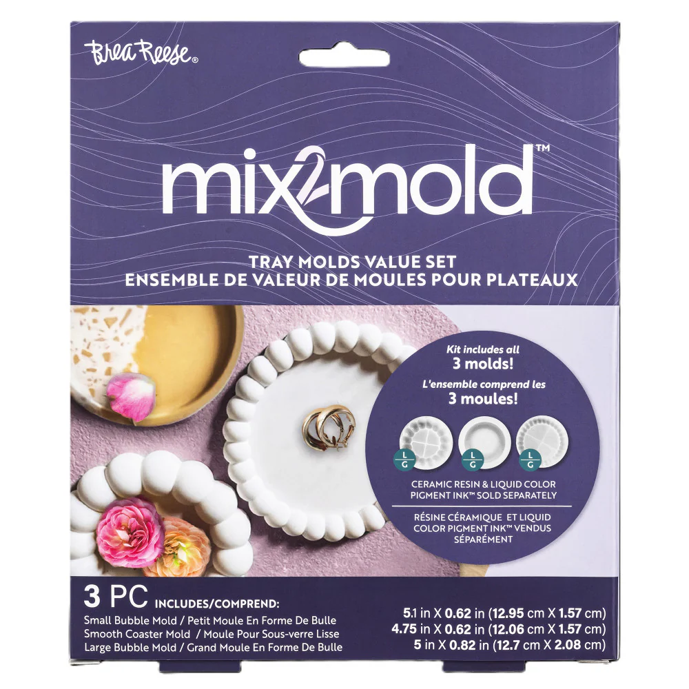 Brea Reese Mix2Mold Silicone Tray Molds Value Set - 3pc Non-Stick Coaster Molds